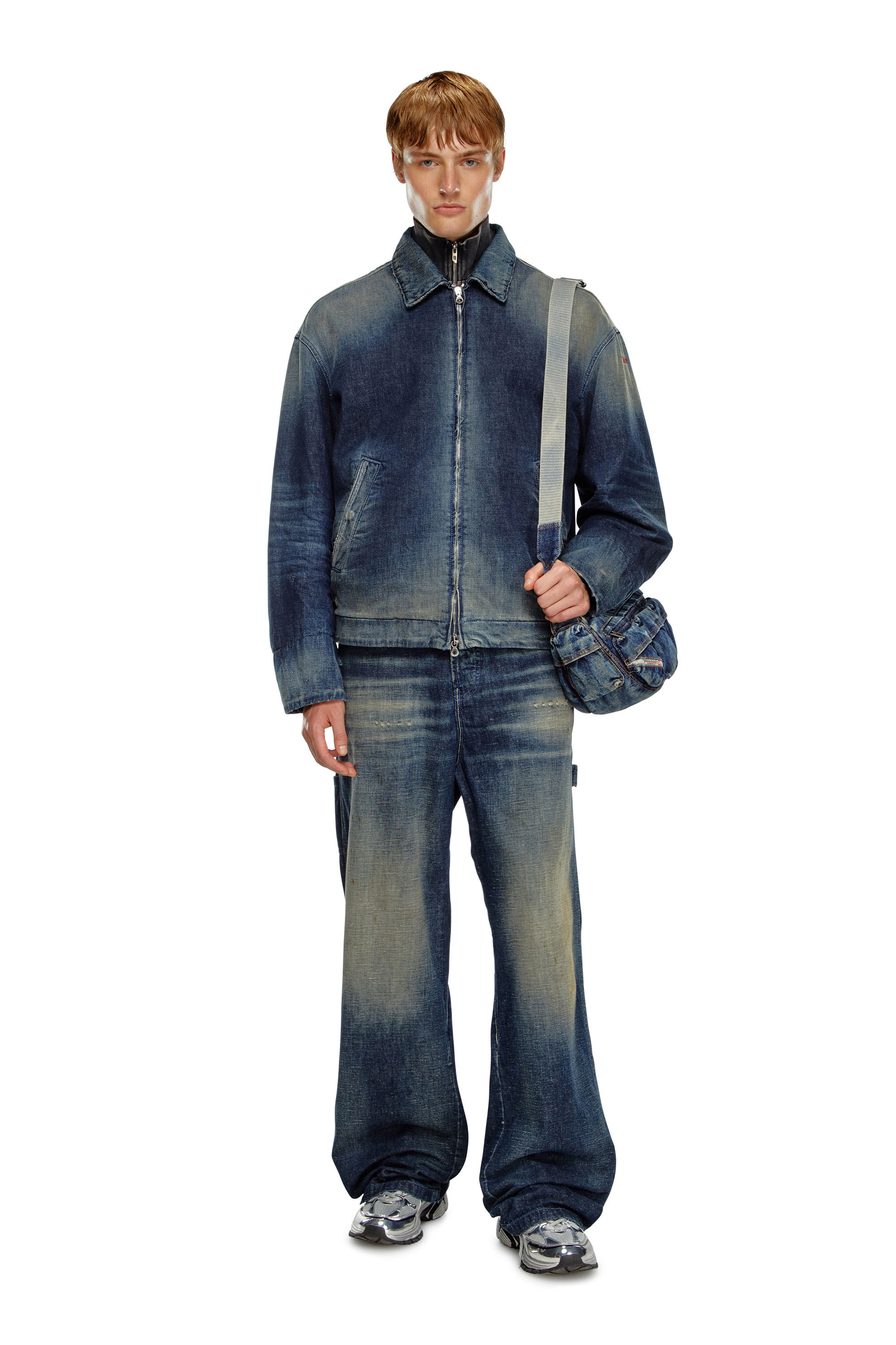 Diesel - D-STACK, Man Padded jacket in utility-style denim in Blue - Image 1