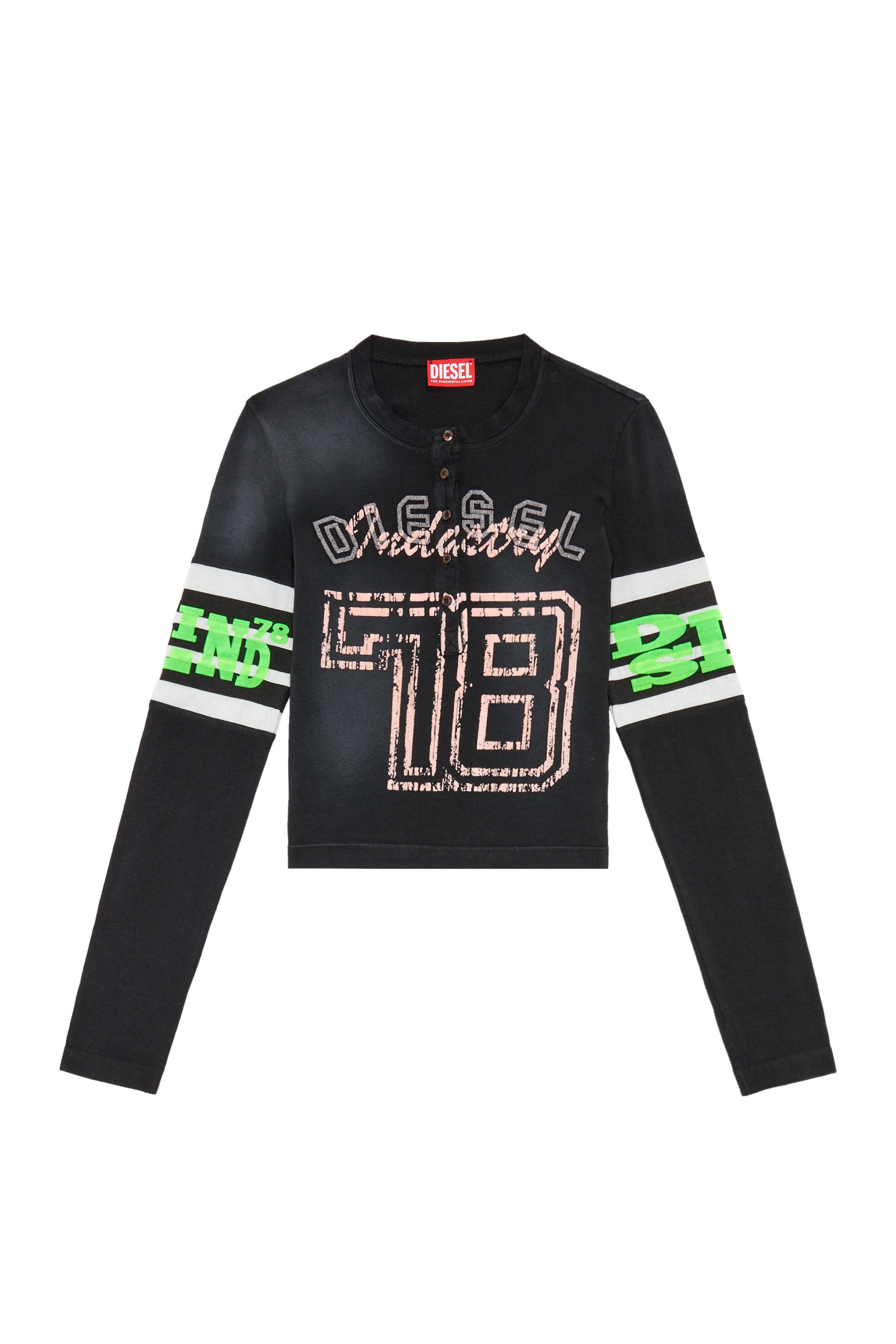 Diesel - T-UNCSERAFIN, Woman Top in treated jersey with flock prints in Black - Image 2