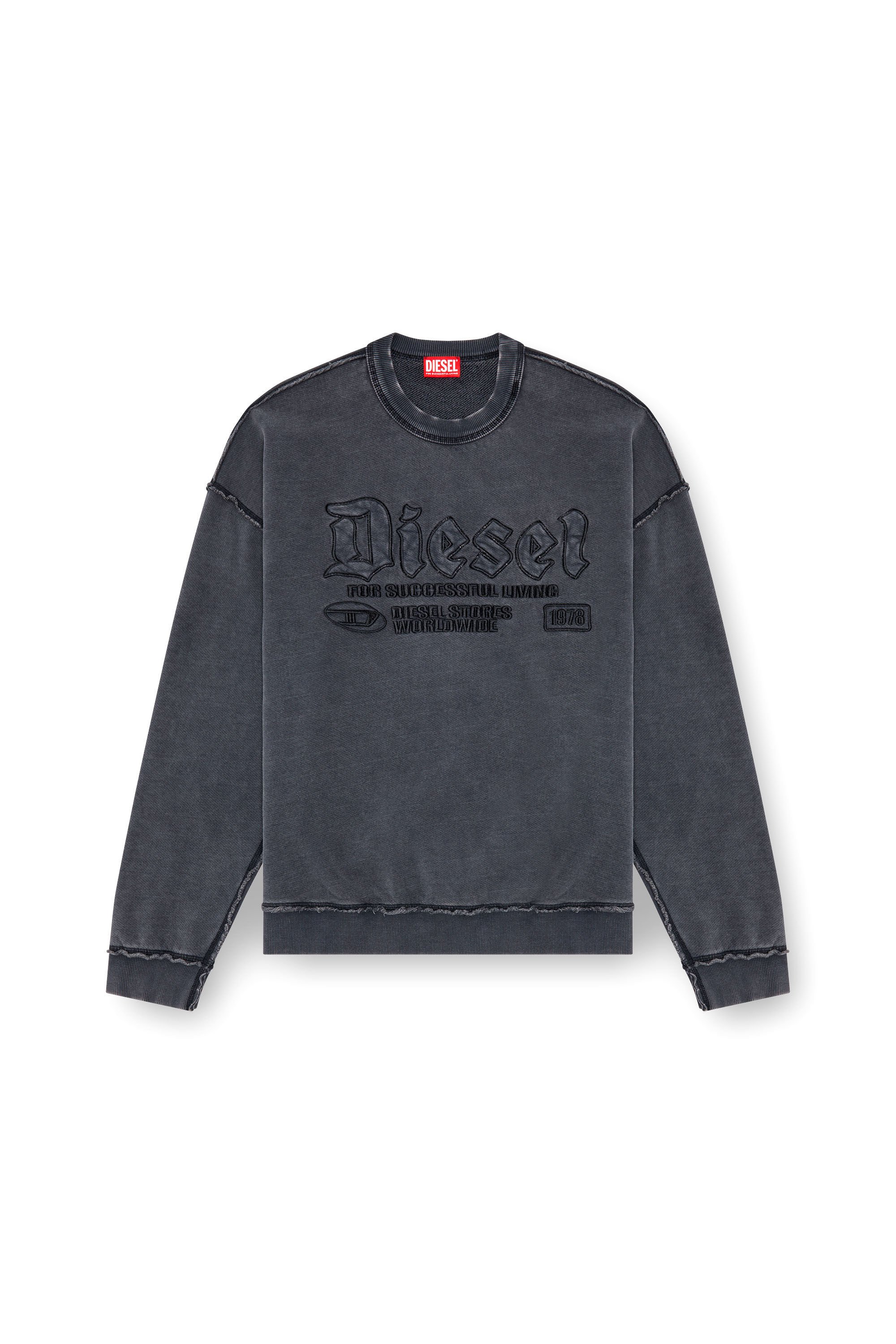 Diesel - S-BOXT-RAW, Man Sweatshirt with logo embroidery in Black - Image 2