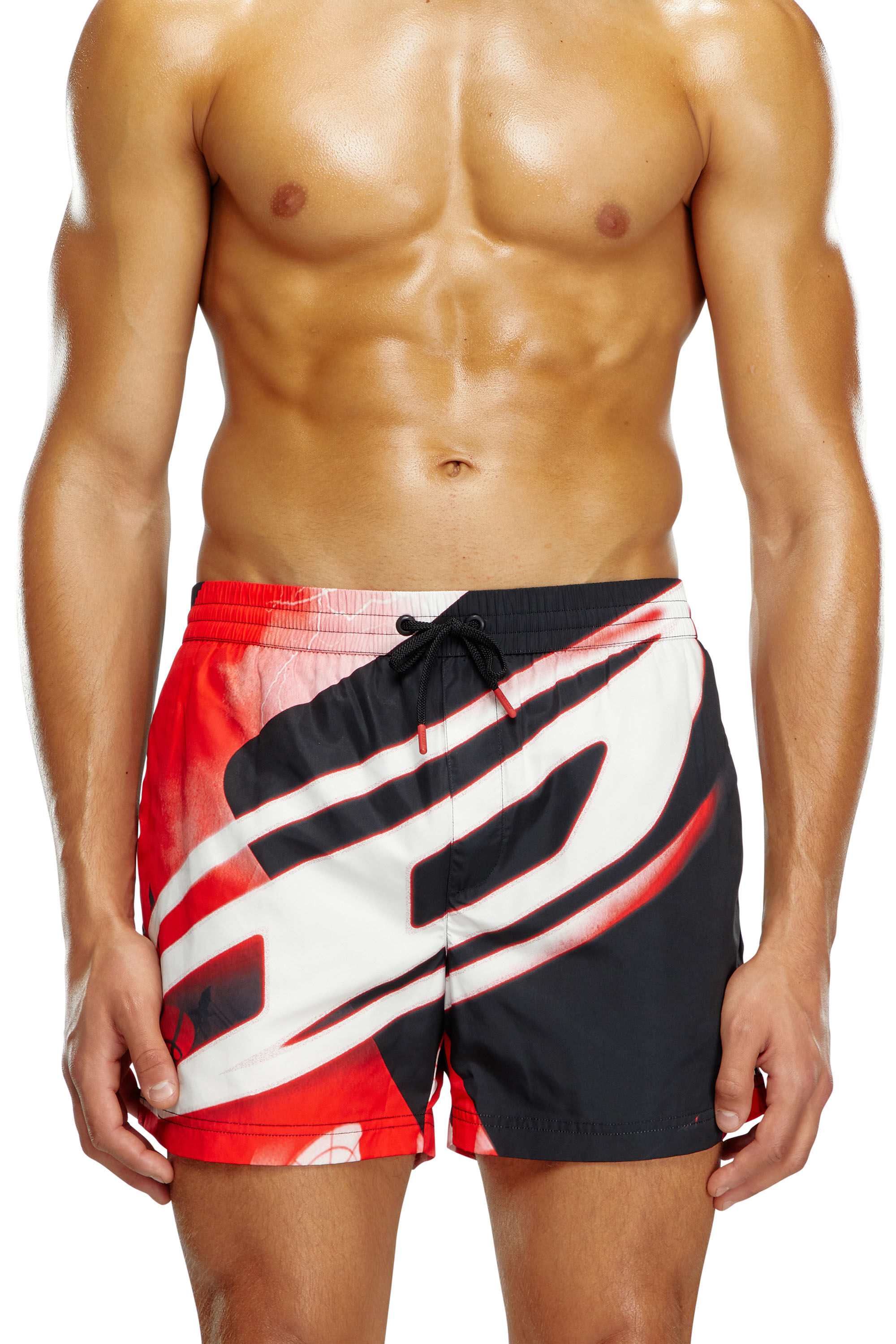 Diesel - BMBX-KEN-37, Man Mid-length swim shorts with Oval D print in Multicolor - Image 1