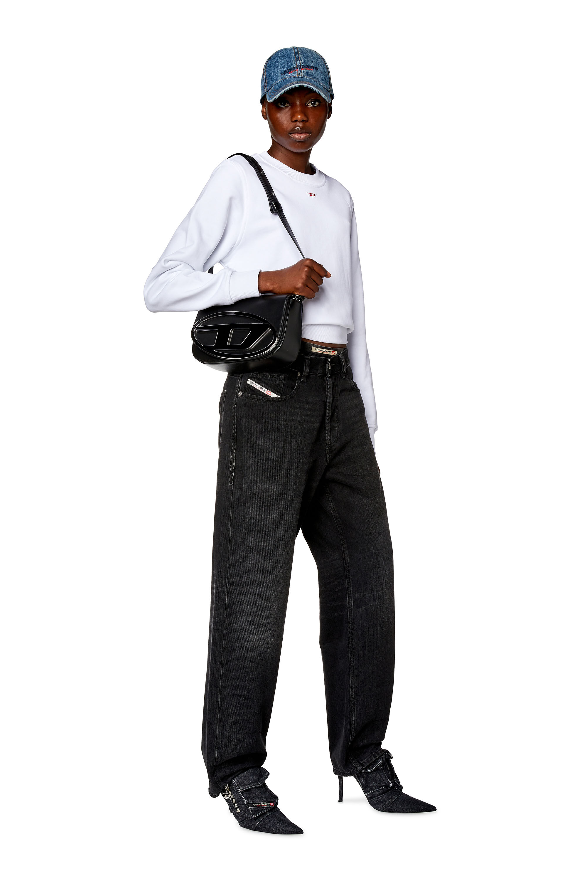 Diesel - 1DR M, Woman 1DR M-Iconic medium shoulder bag in leather in Black - Image 6