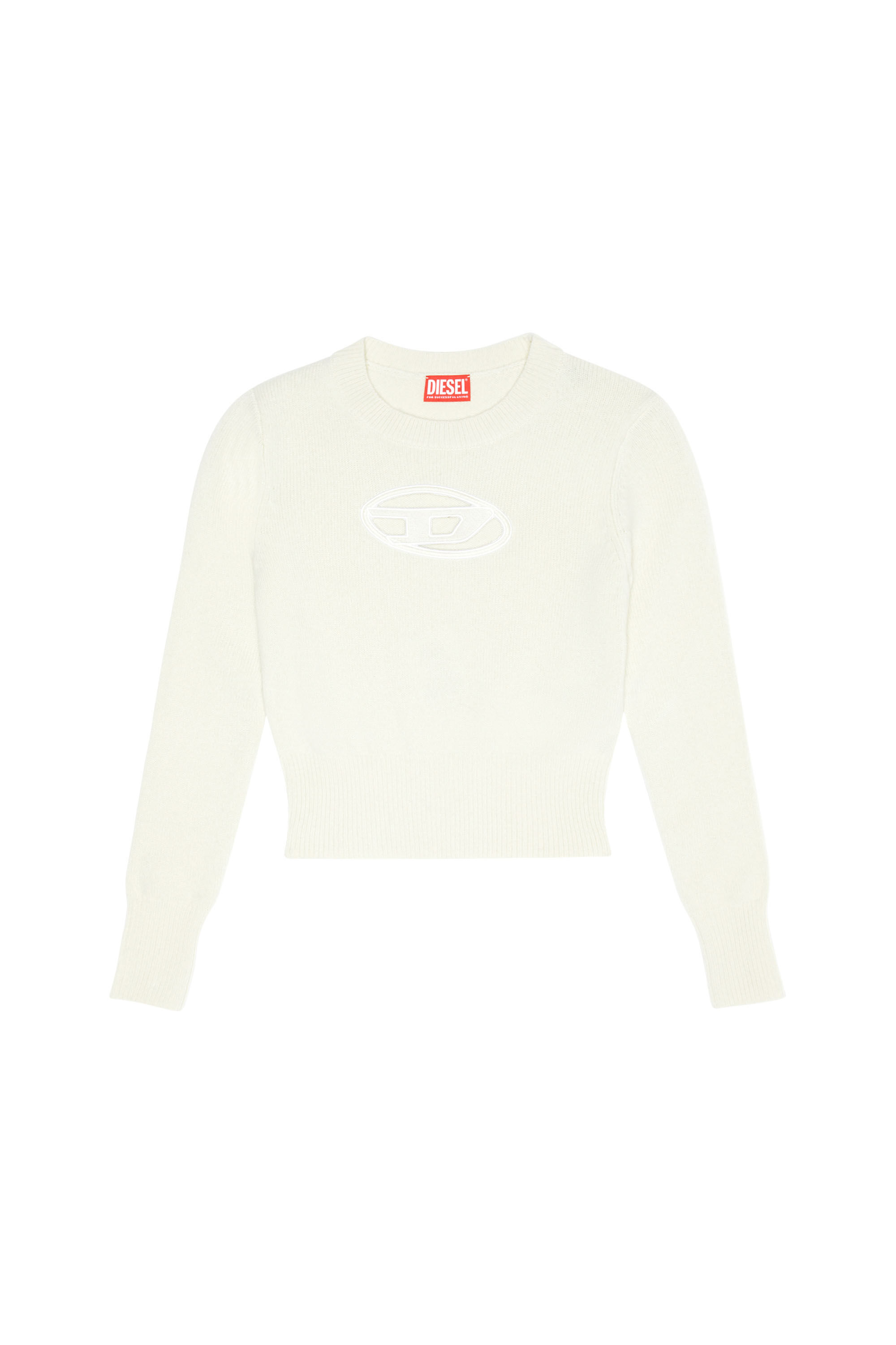Diesel - M-AREESA, Woman Jumper with embroidered cut-out logo in White - Image 2