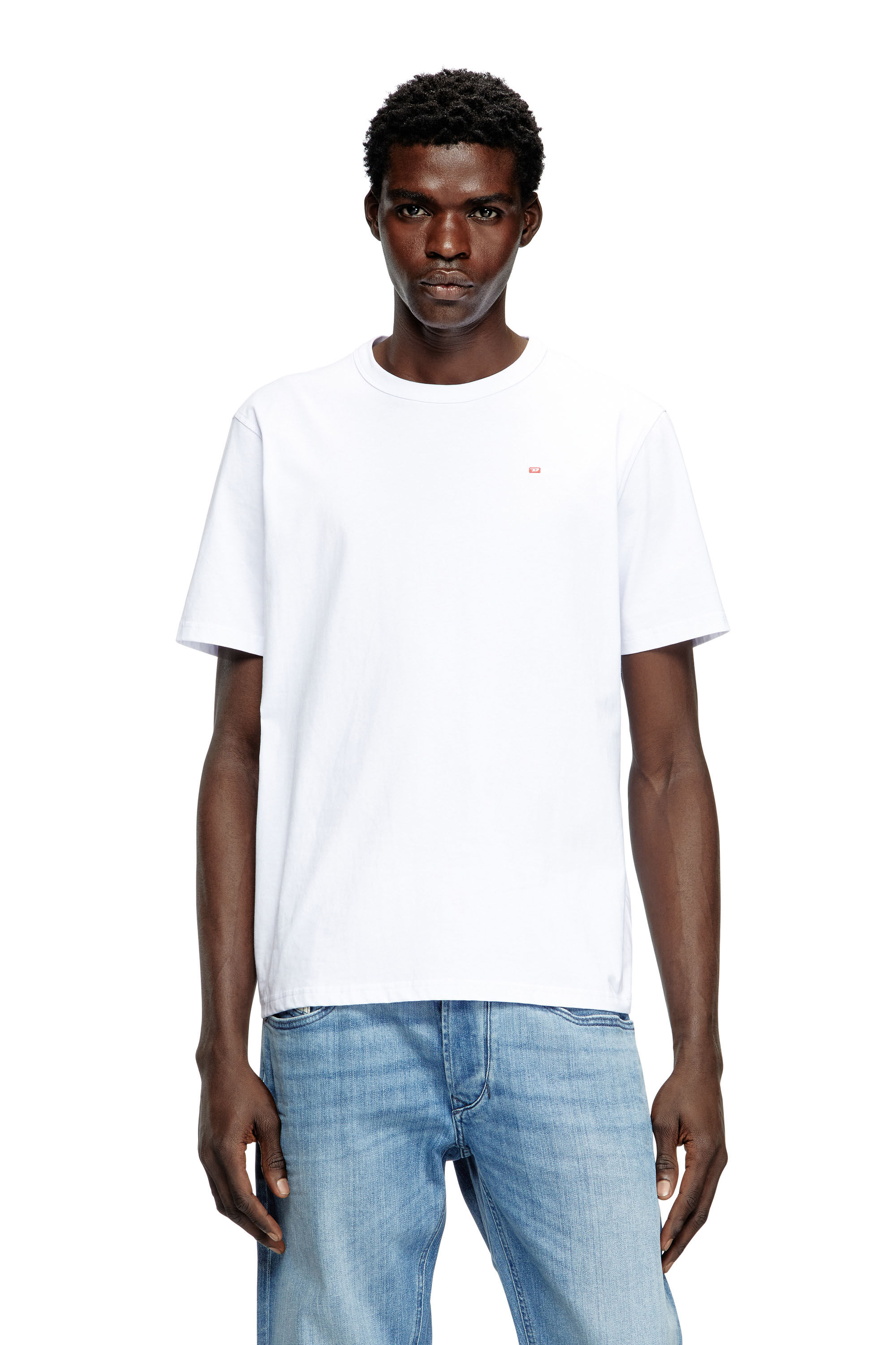 Diesel - T-ADJUST-MICRODIV, Unisex's T-shirt with micro-embroidered logo in White - 3