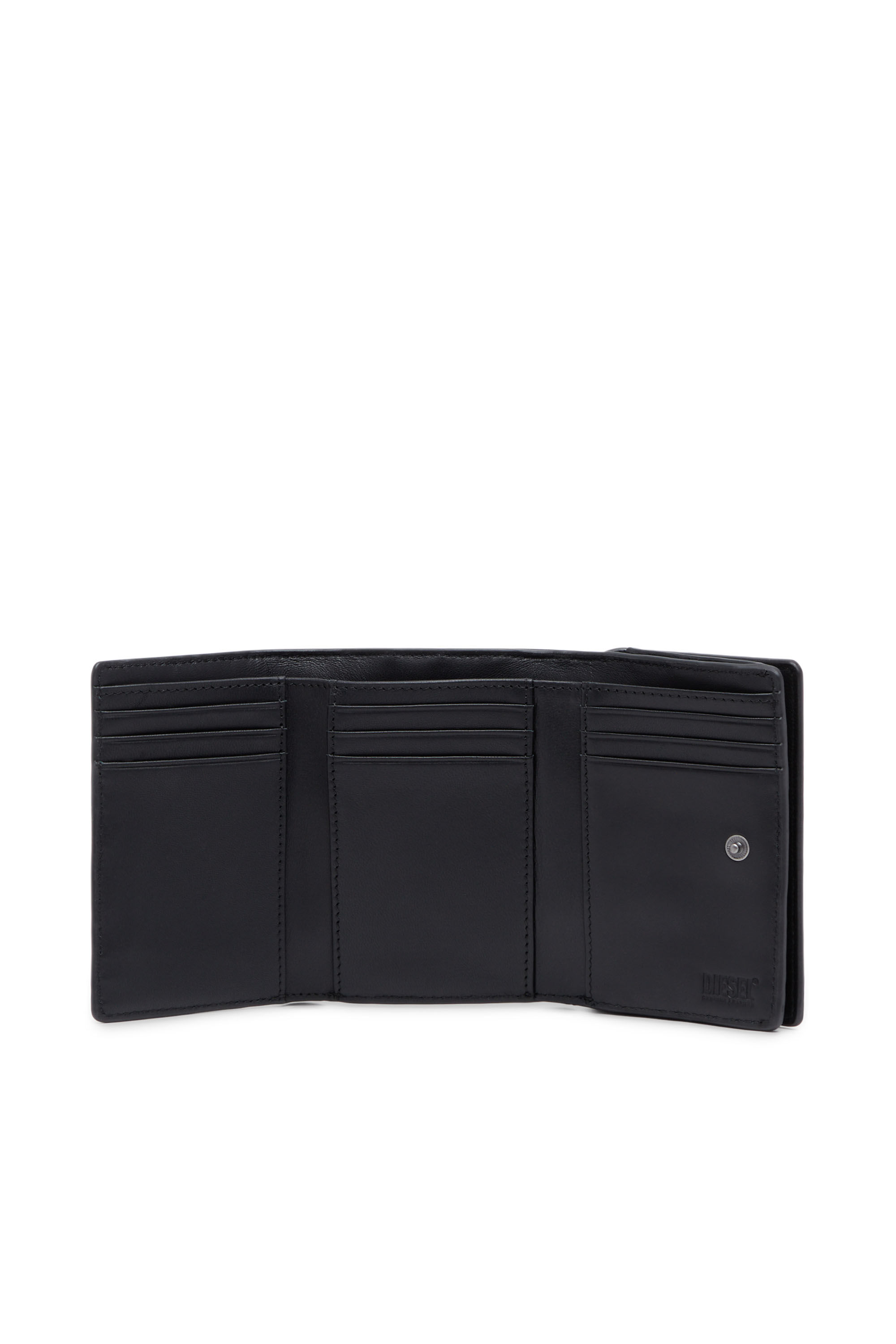 Diesel - TRI-FOLD COIN S, Man Tri-fold wallet in croc-effect leather in Black - Image 3