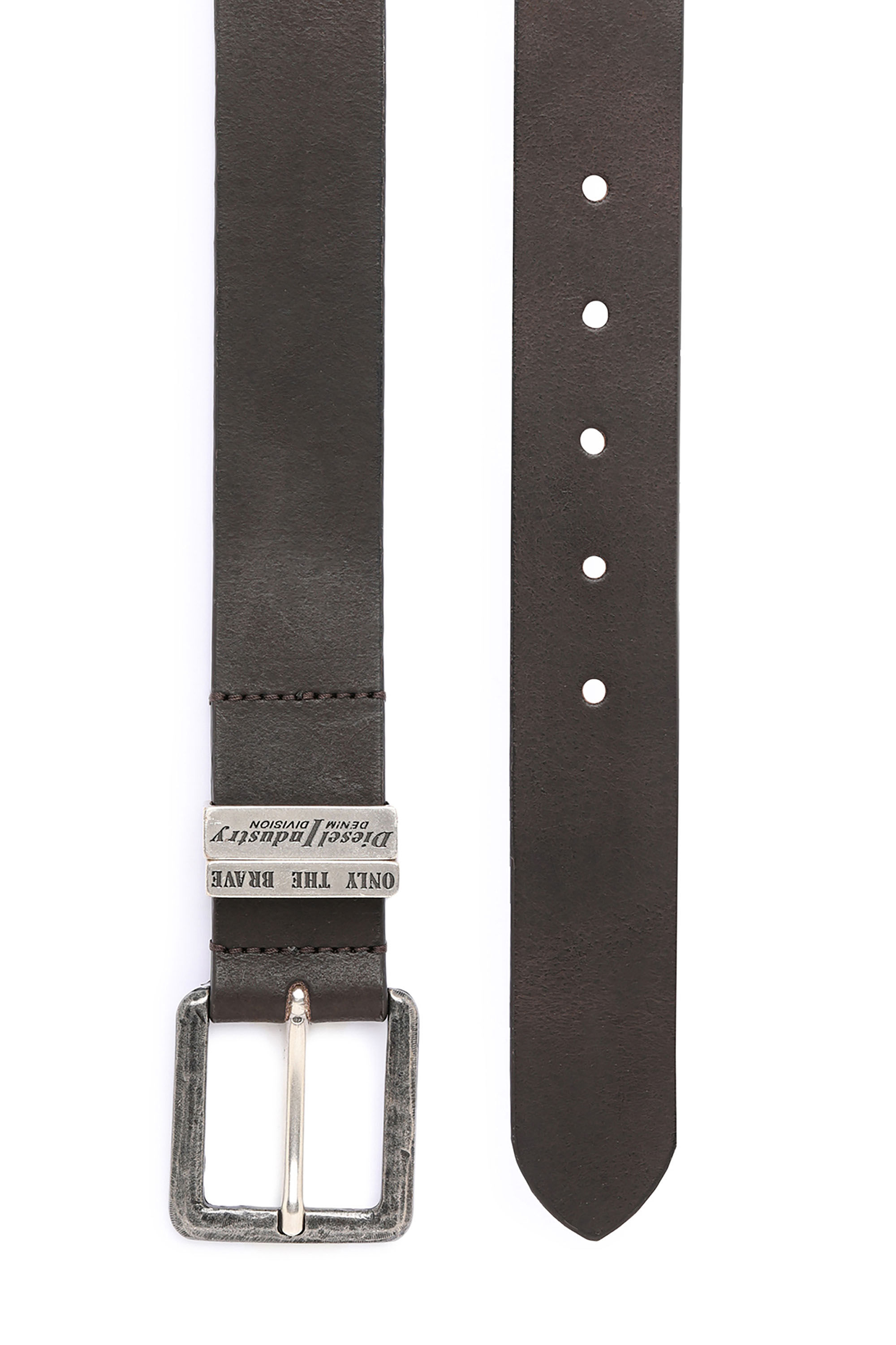 Diesel - B-GUARANTEE-A, Man Leather belt with burnished hardware in Brown - Image 2