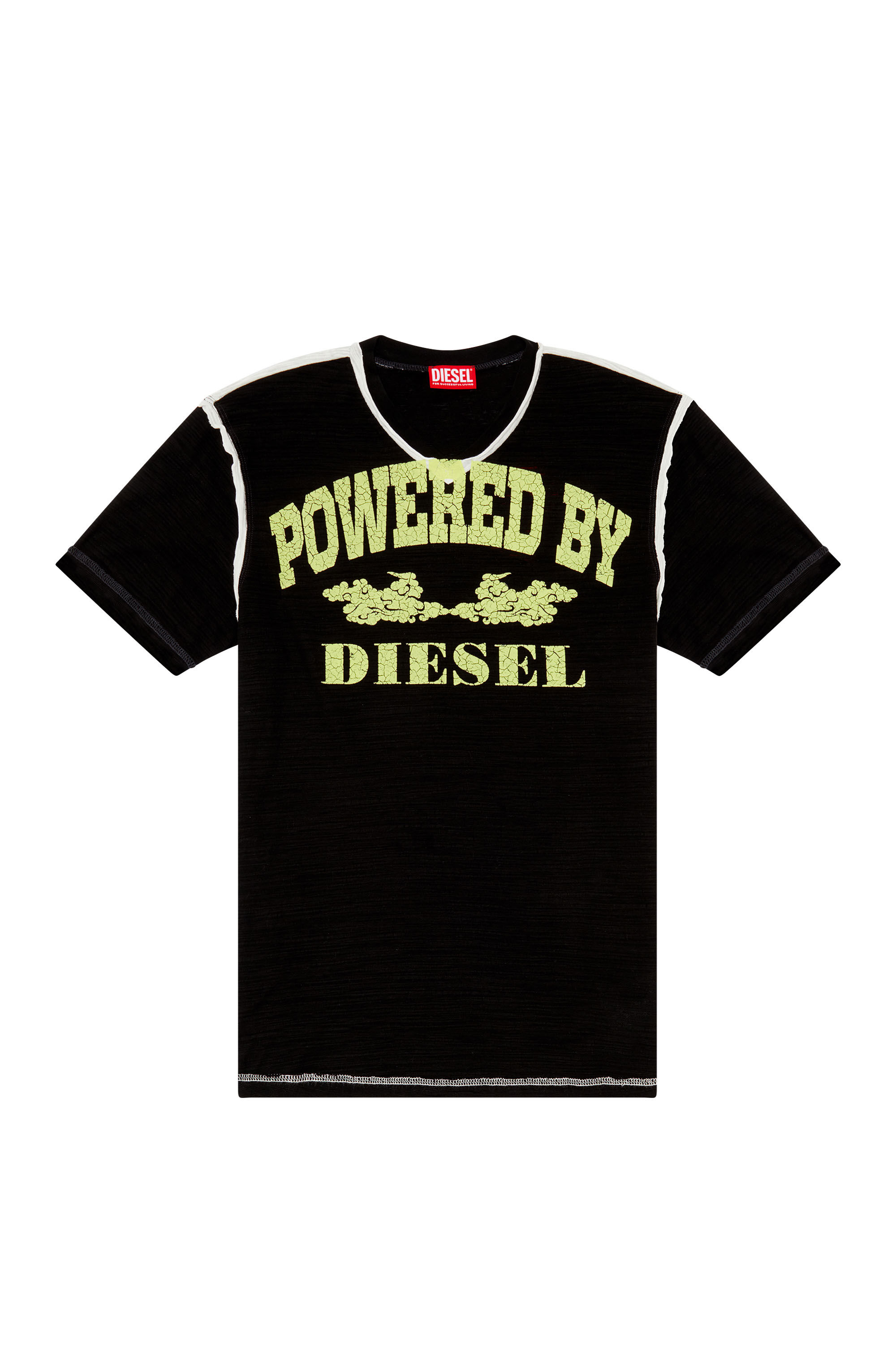Diesel - T-DIEGOR-V-RAW, Man V-neck T-shirt in inside-out slub jersey in Black - Image 4