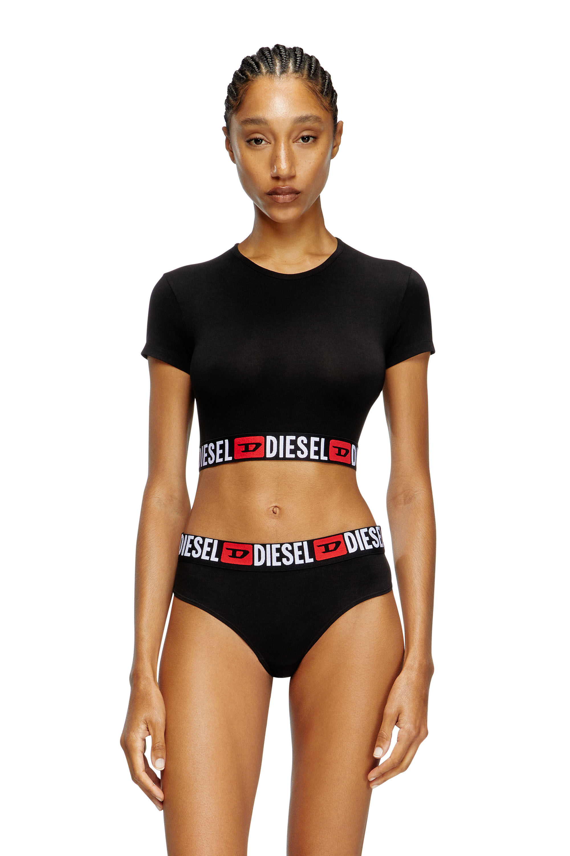 Diesel - IRMA-D-CORE, Woman's Cropped top with logo band in Black - 2