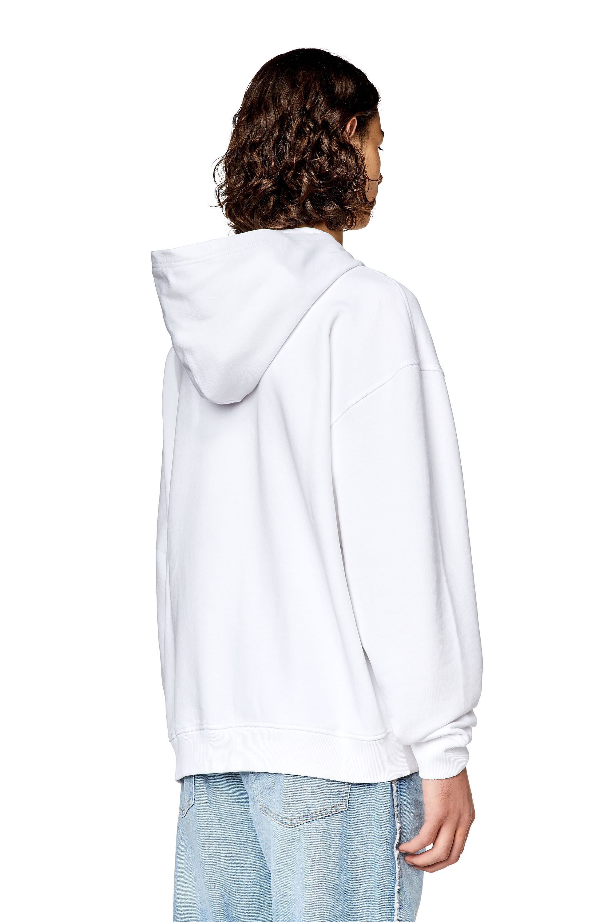 Diesel - S-NLABEL-HOOD-L1, Man Oversized hoodie with logo patch in White - Image 4