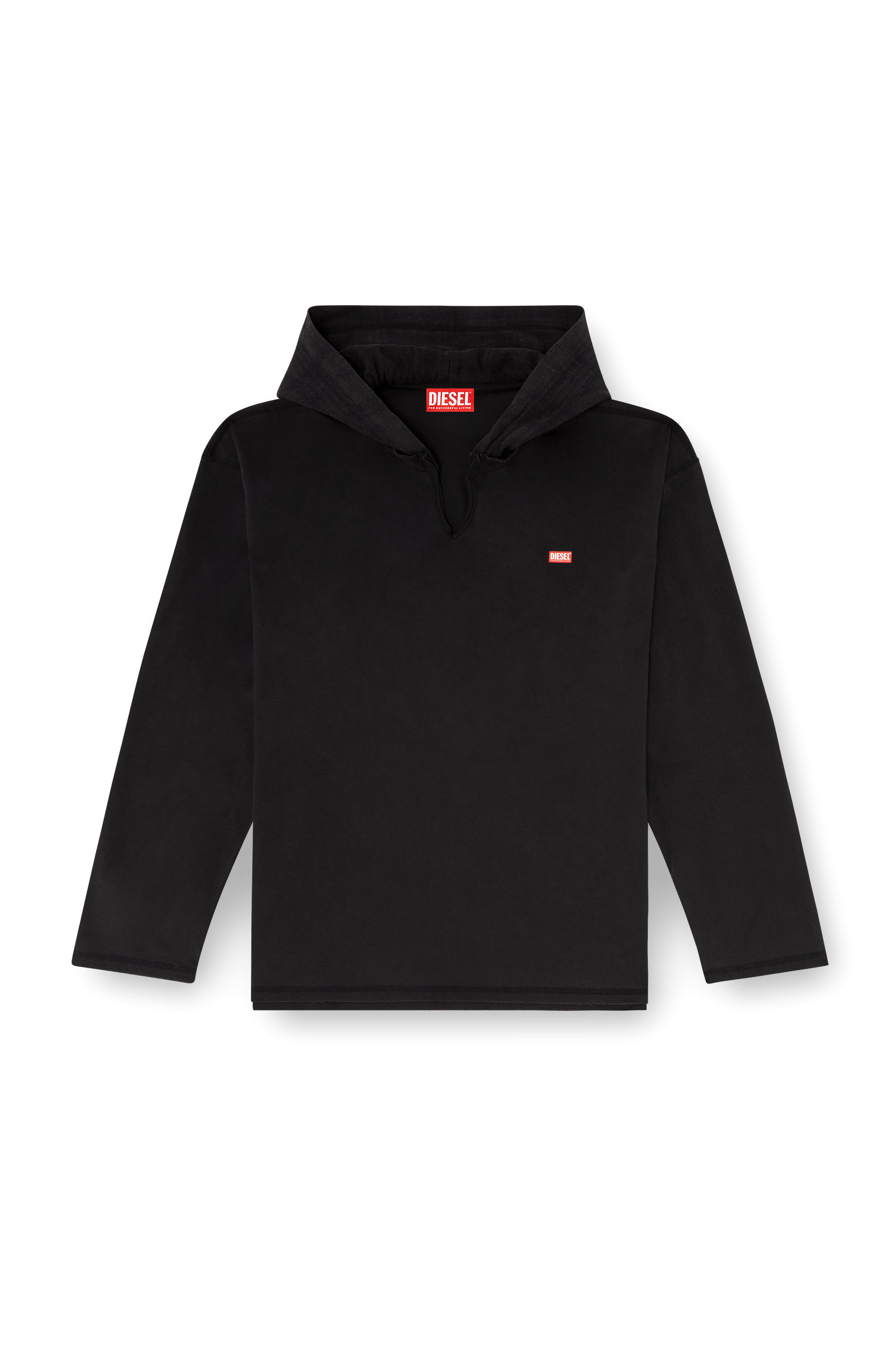 Diesel - T-BOXT-LS-HOOD-CHECK, Man's Long-sleeve T-shirt with flannel hood in null - 2