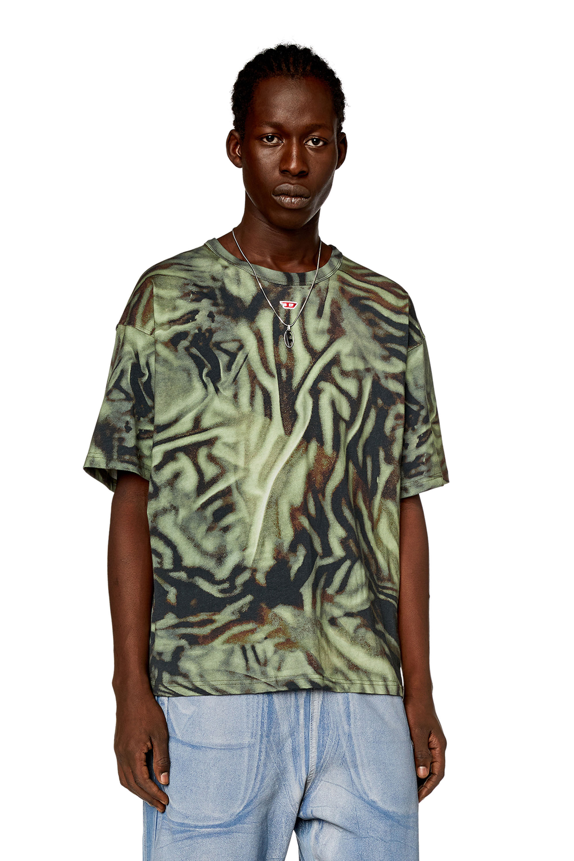 Diesel - T-BOXT-N3, Man T-shirt with zebra-camo print in Green - Image 3