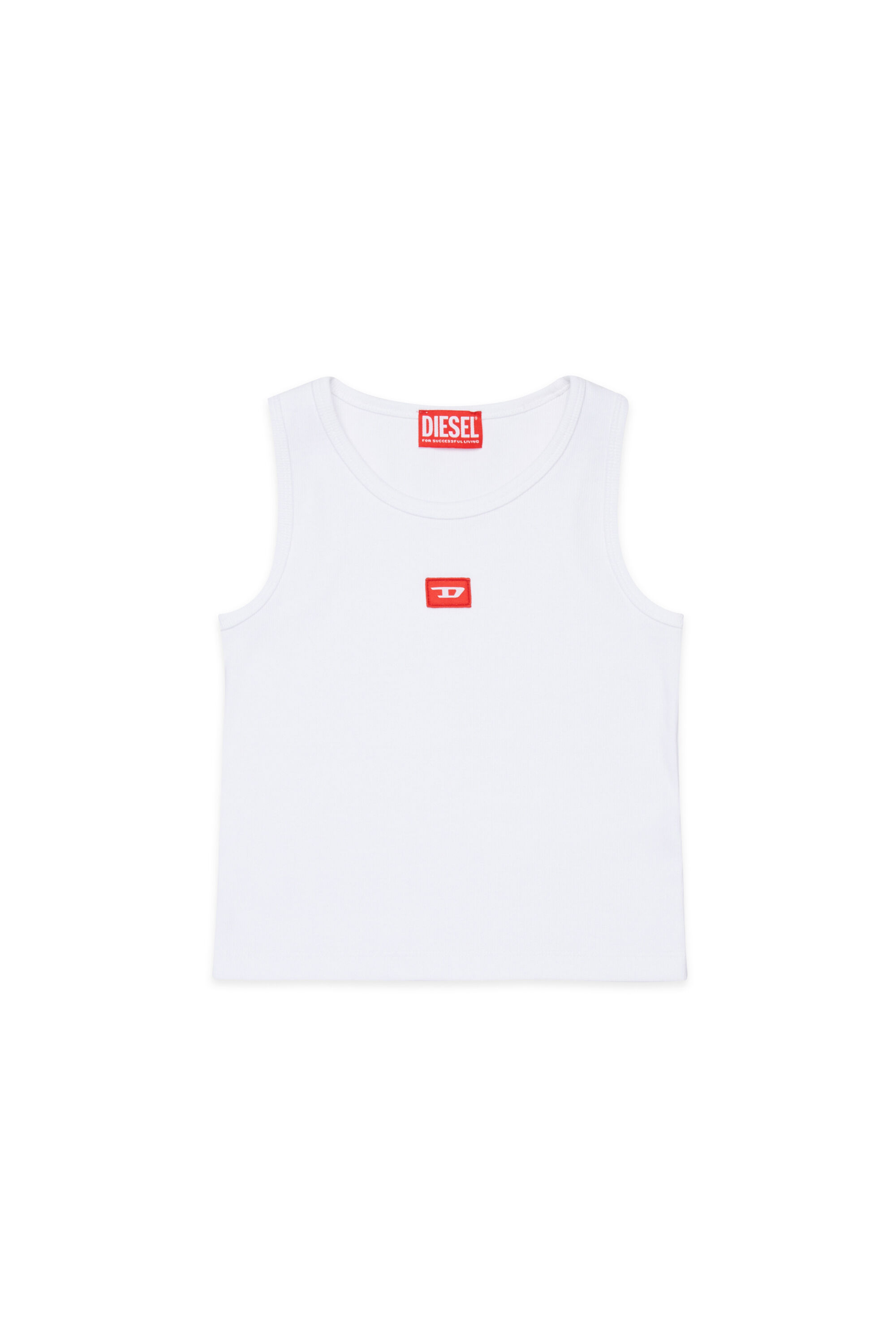 Diesel - TPACI, Woman's Ribbed cotton tank top with patch in White - 1