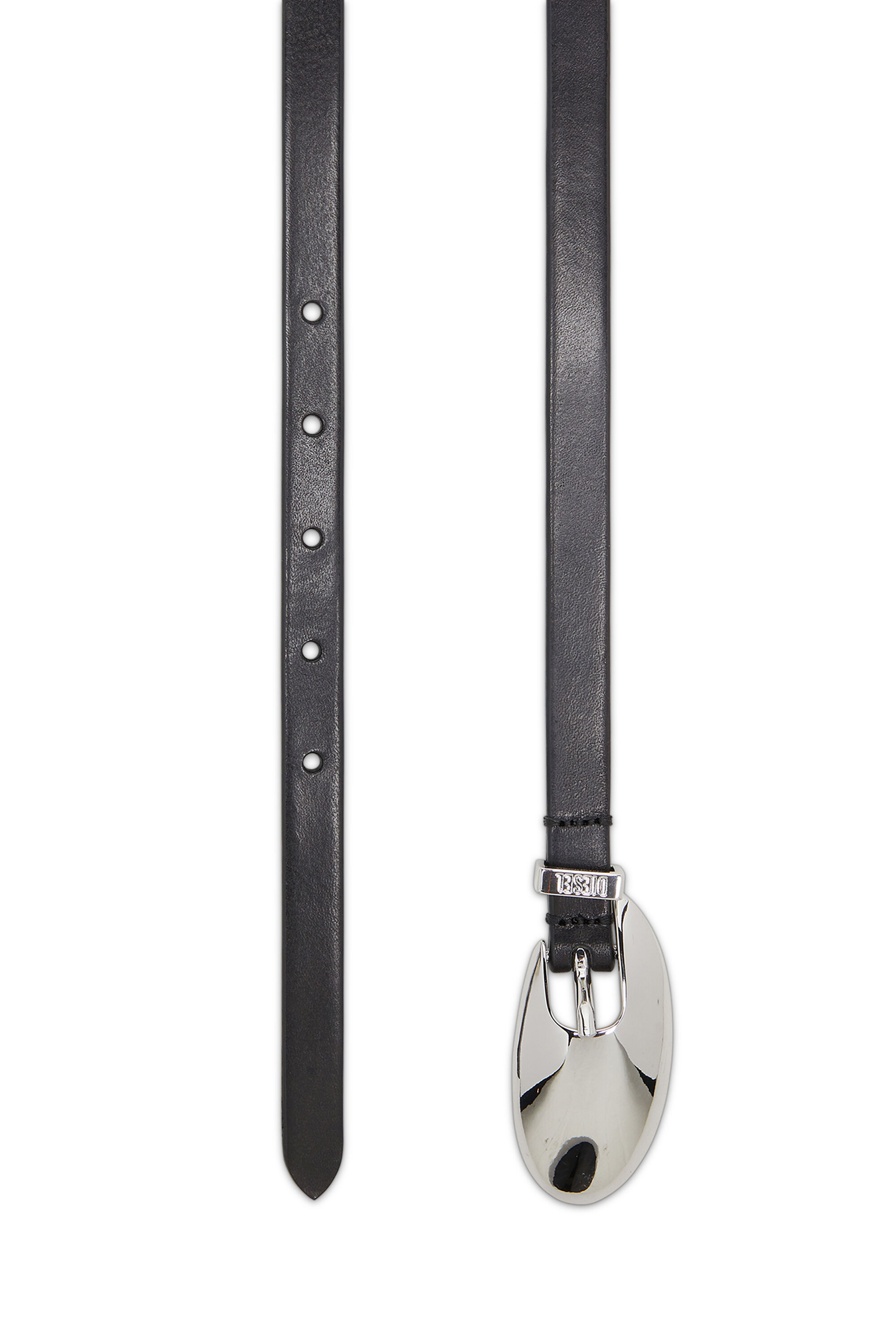 Diesel - B-ROP 15, Woman's 1.5cm leather belt with sculptural buckle in Black - 2