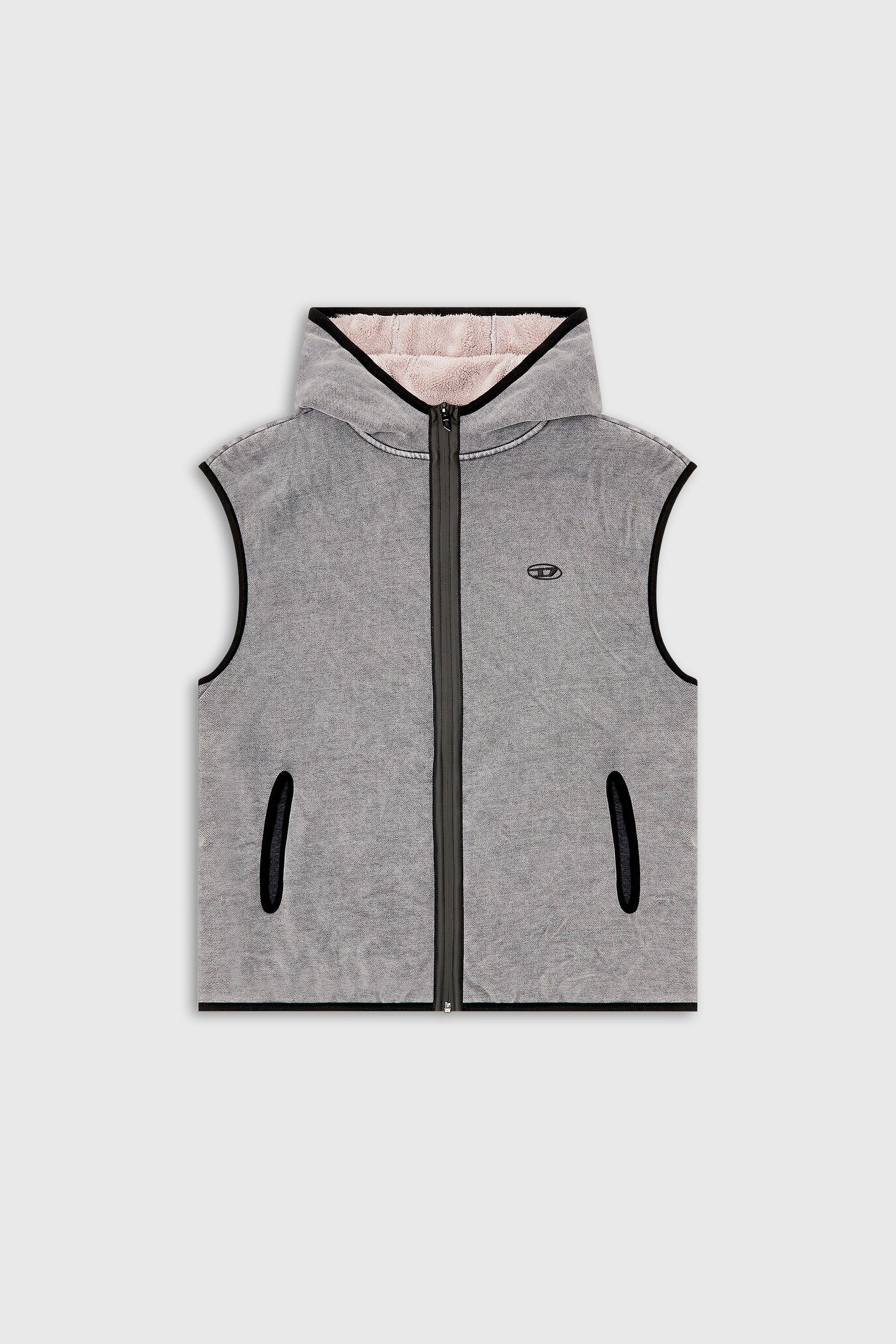 Diesel - S-HAKY-NEW, Man's Sleeveless zip-up hoodie in Grey - 2