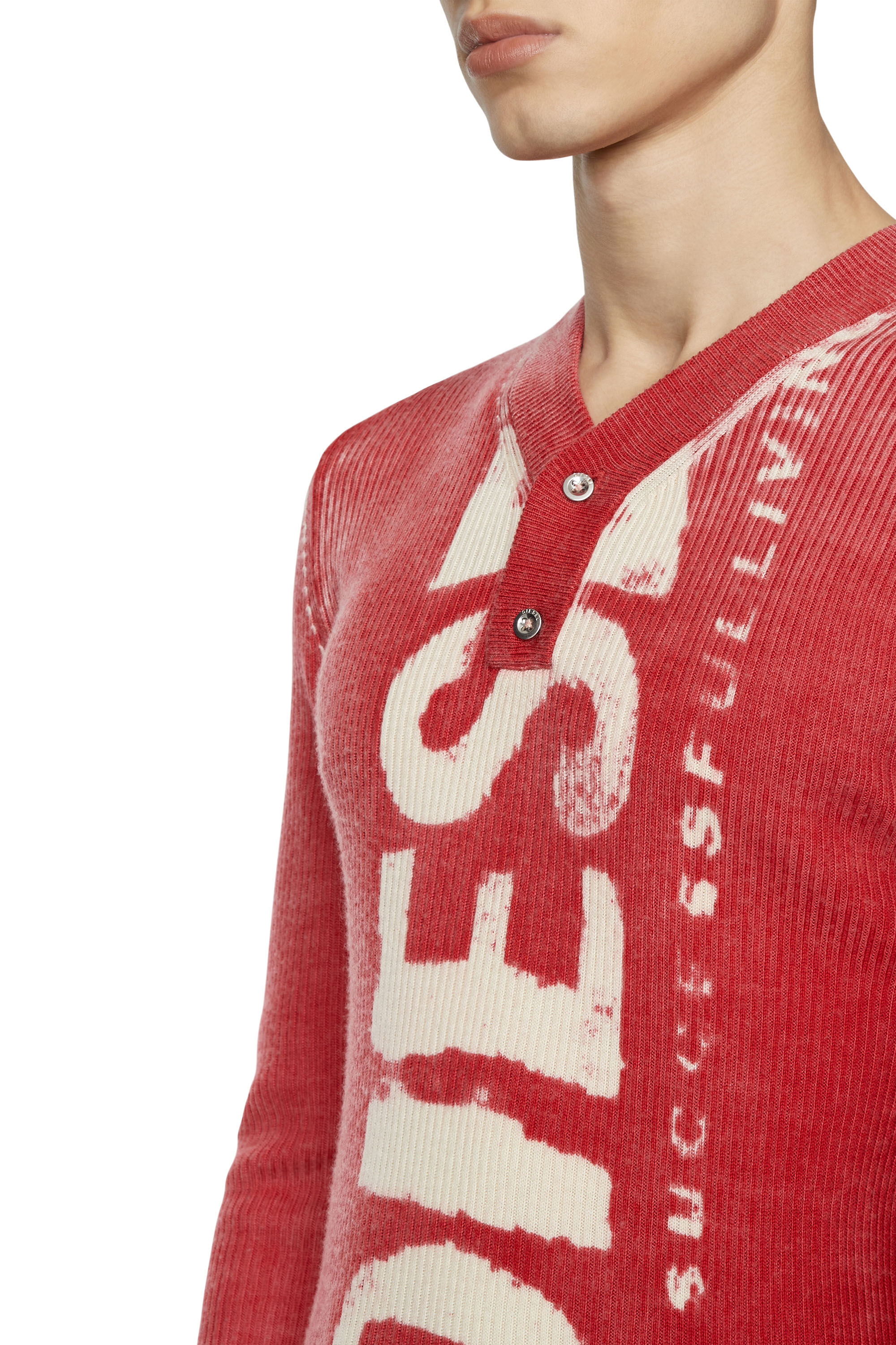 Diesel - K-ATULLUS, Man Printed wool jumper with logo in Red - Image 6