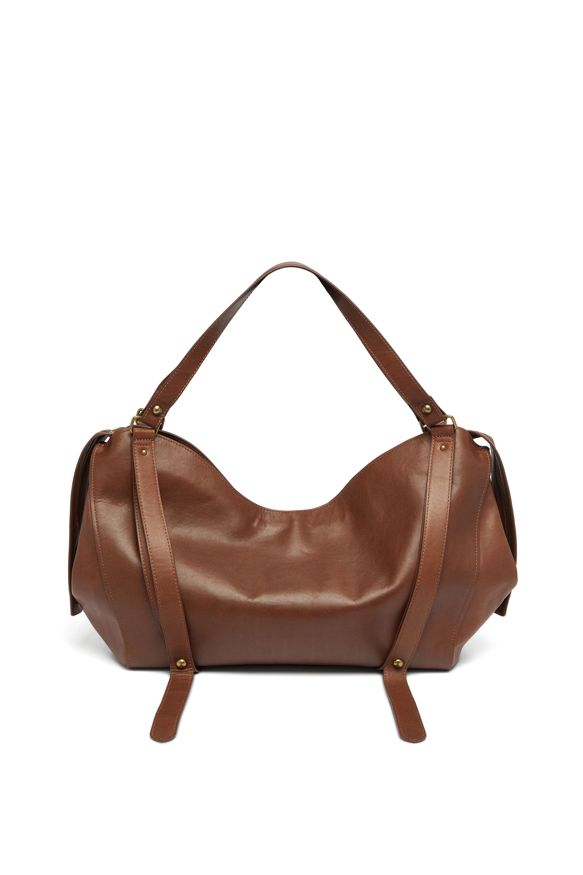 Diesel - D-ONE TOPHANDLE L, Unisex's D-One-Large top-handle bag in treated leather in Brown - 3