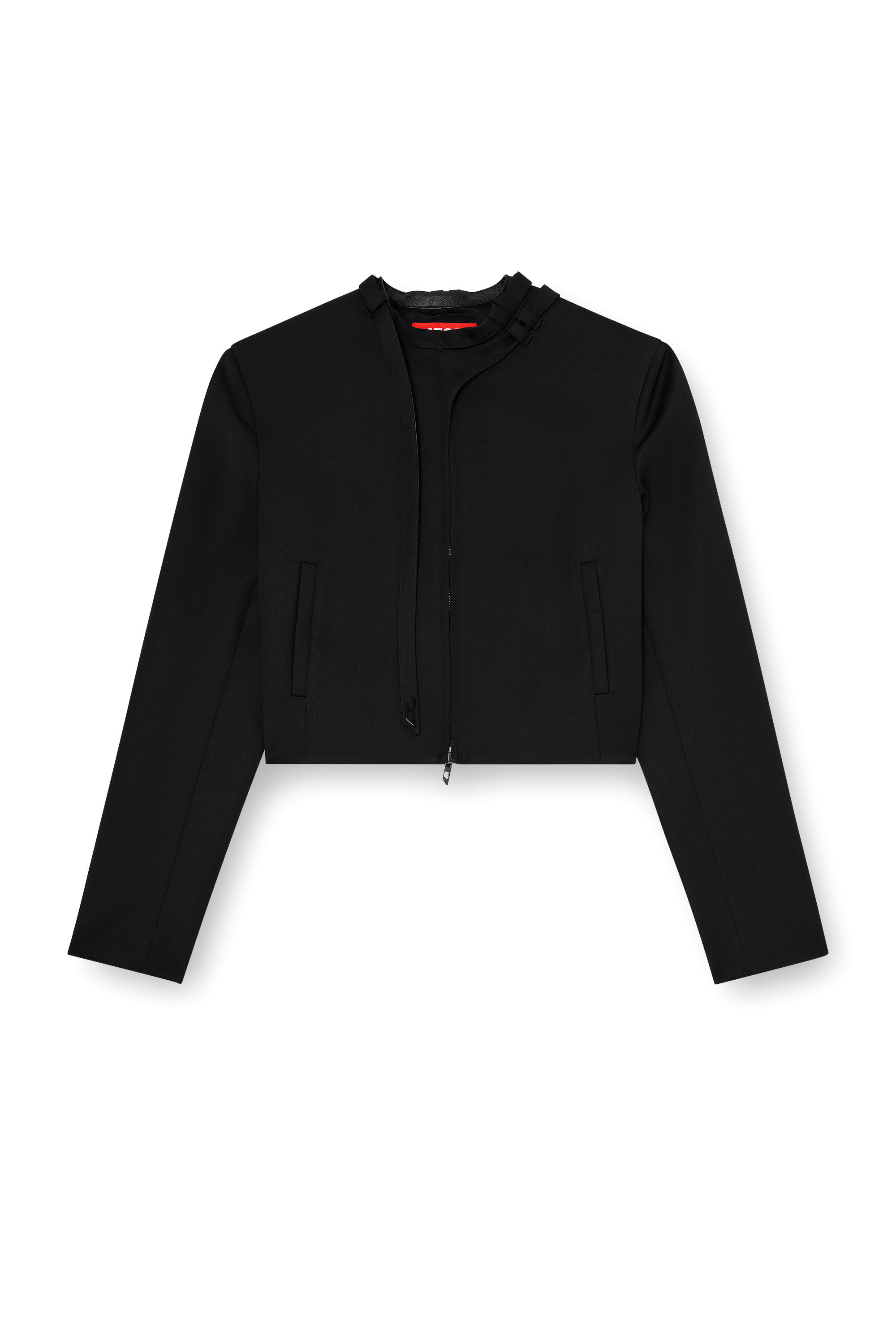 Diesel - G-HAVOC-1, Woman's Tailored jacket with biker neck strap in Black - 2