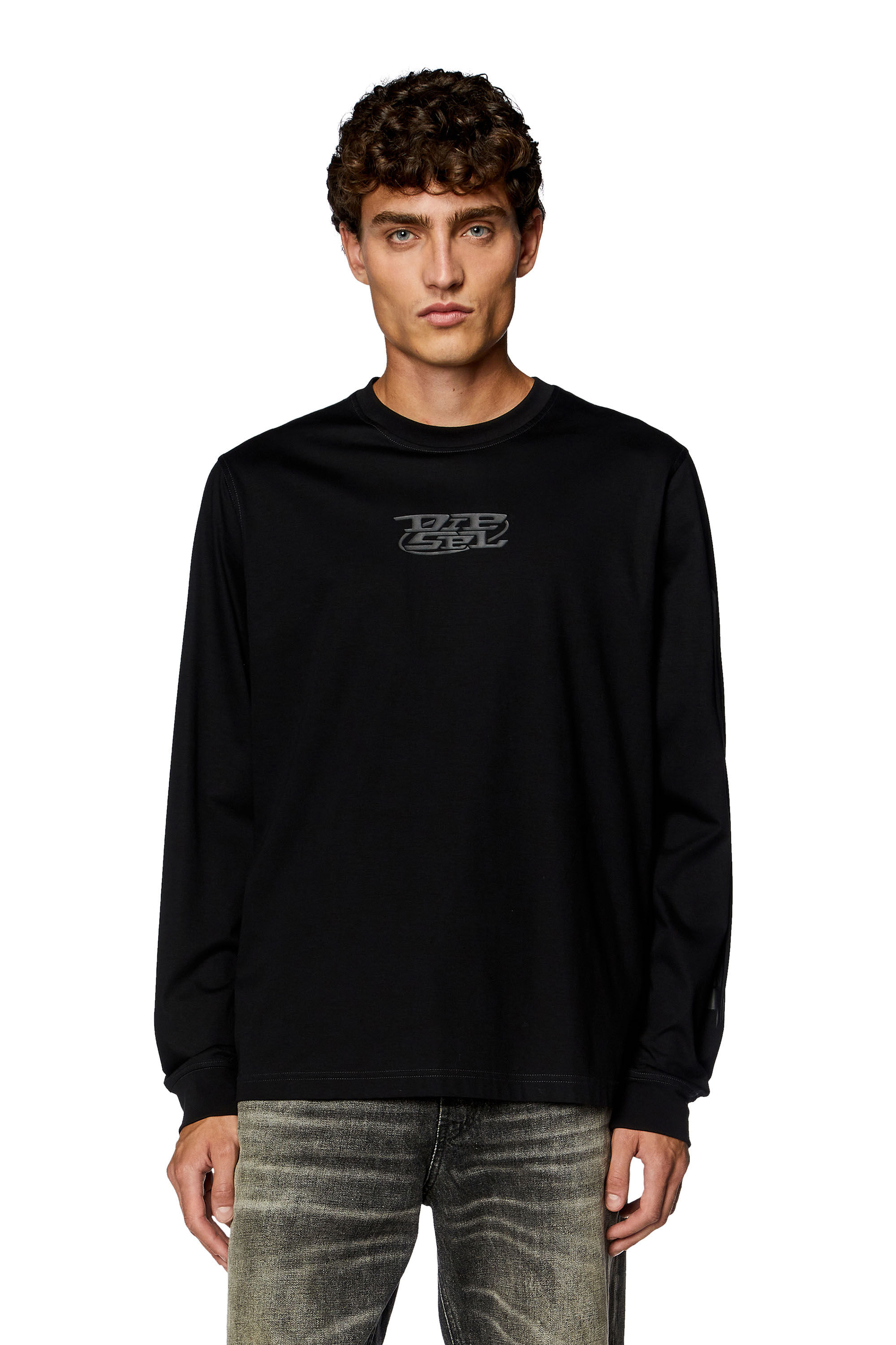 Diesel - T-MUST-LS-SLITS-N, Man Long-sleeve T-shirt with high-density prints in Black - Image 3