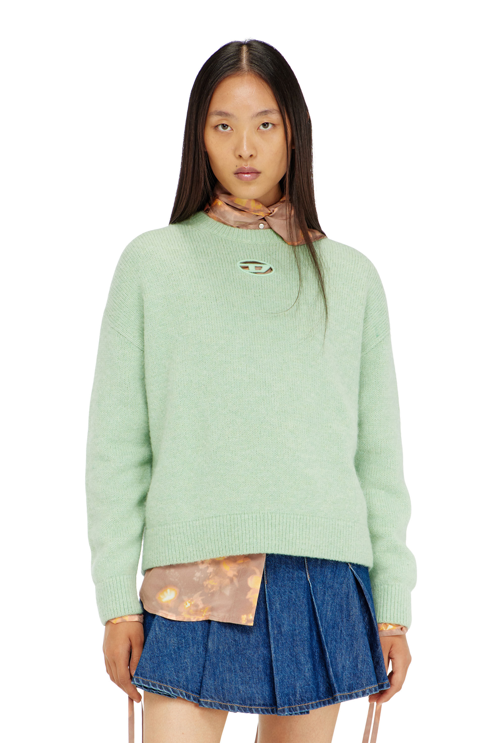 Diesel - M-AREETA, Woman's Jumper in wool and alpaca blend in Water Green - 3