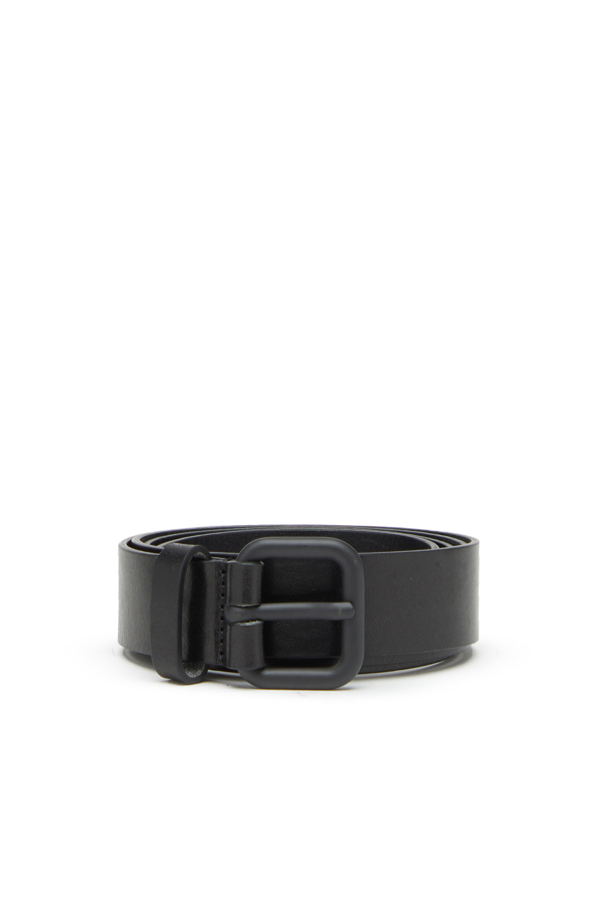 Diesel - B-INLAY, Unisex Leather belt with oval D logo in Black - Image 2