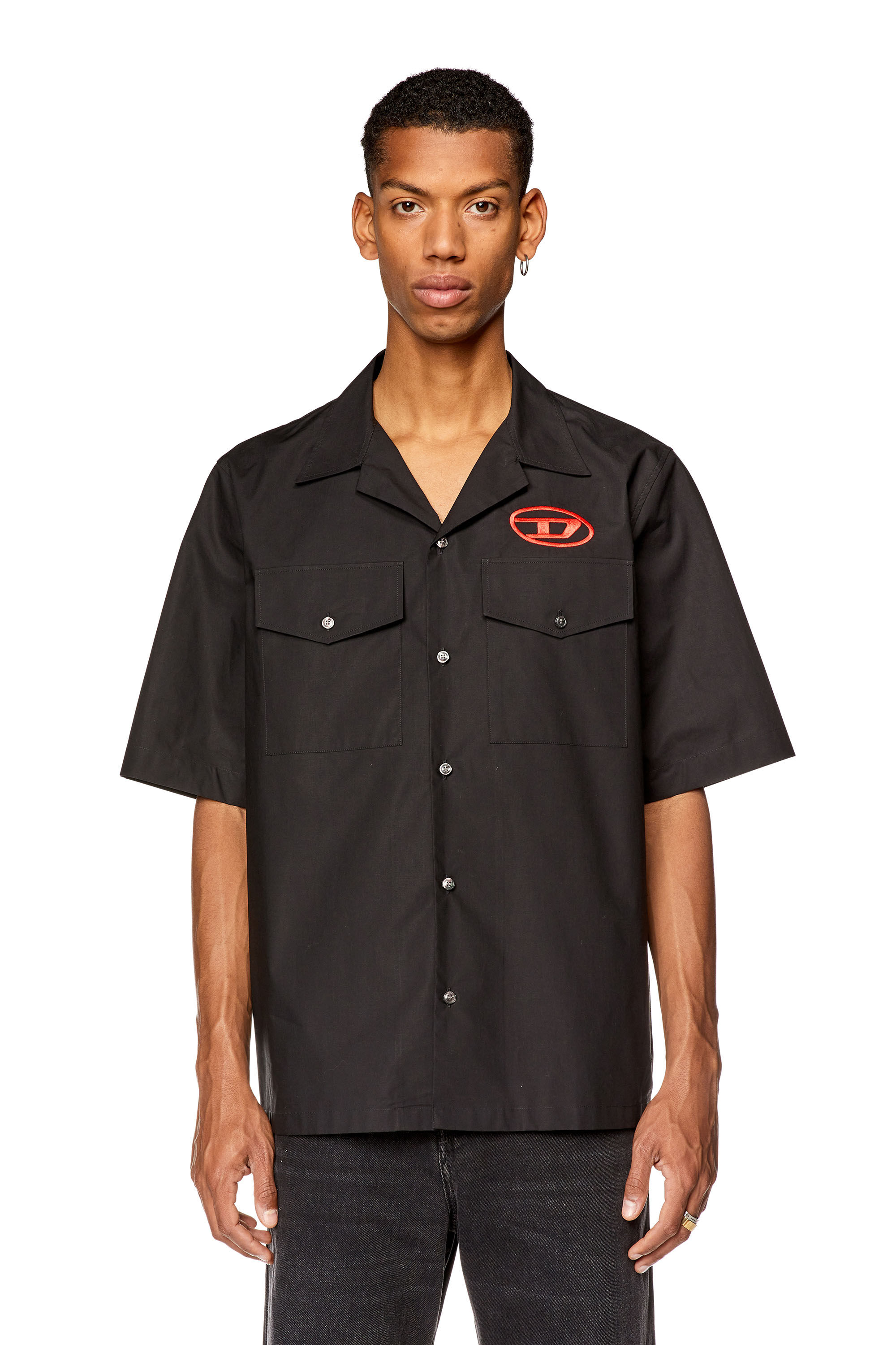 Diesel - S-MAC-22-B, Man Bowling shirt with embroidered logo in Black - Image 5