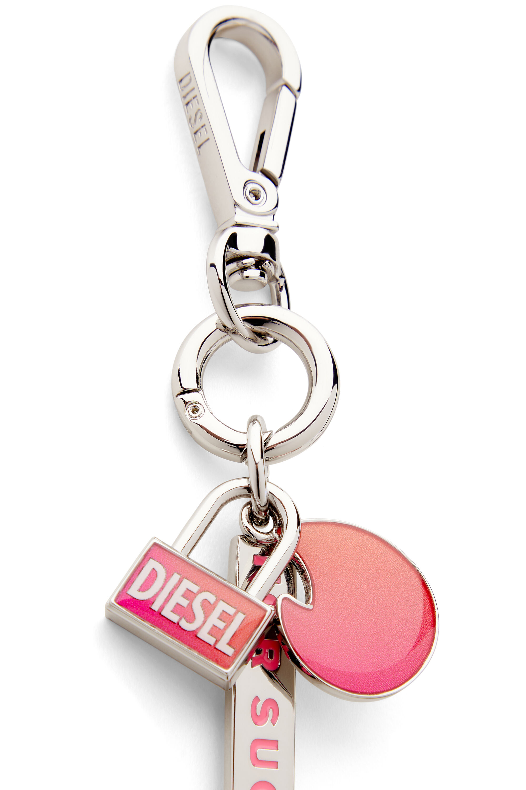 Diesel - TINDER CHARM, Unisex's Degrad&eacute; metal keyring in Silver/Pink - 3