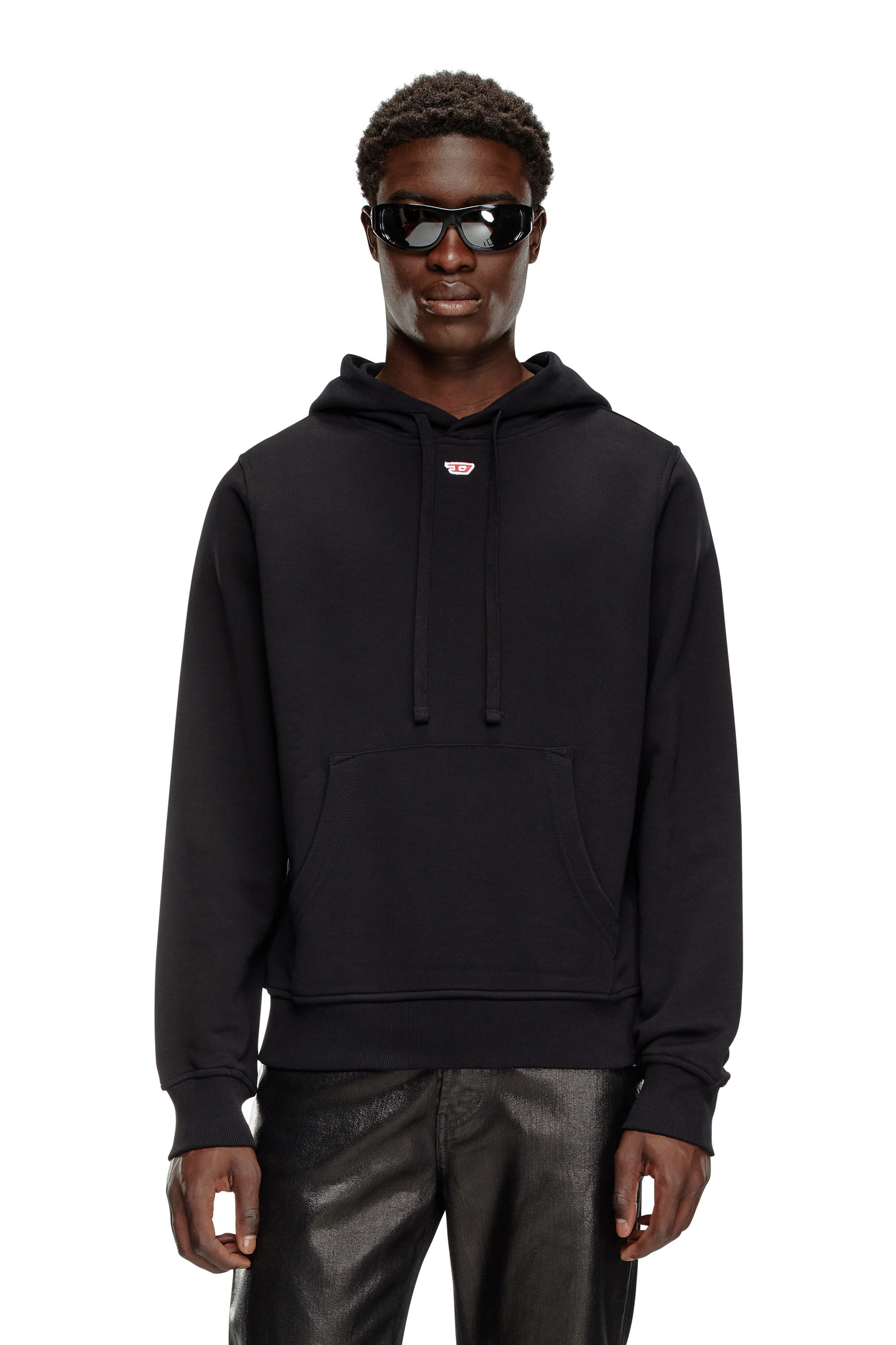 Diesel - S-GINN-HOOD-D, Man Cotton hoodie with mini D patch in Black - Image 3