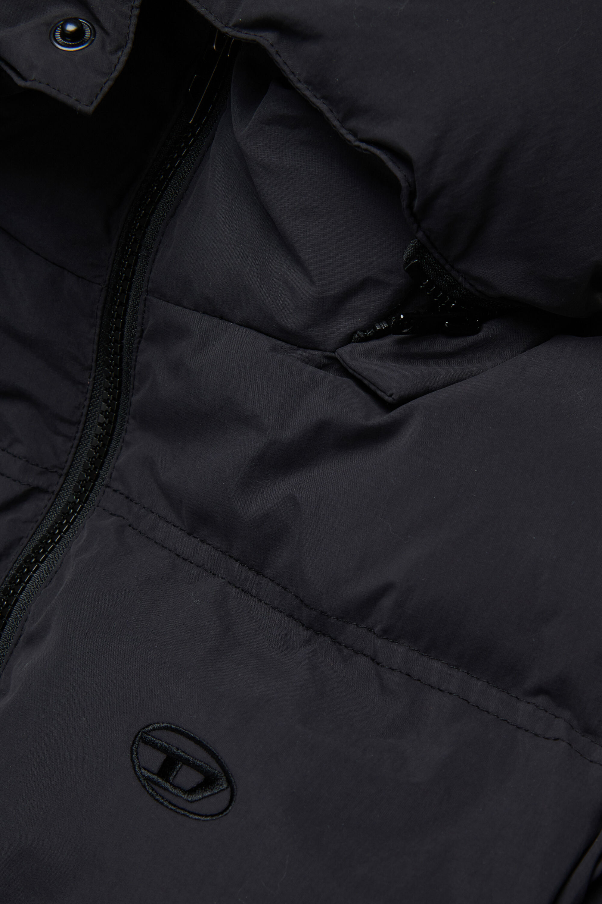 Diesel - JWRAVEELLONG, Unisex's Long nylon jacket with hood in Black - 4