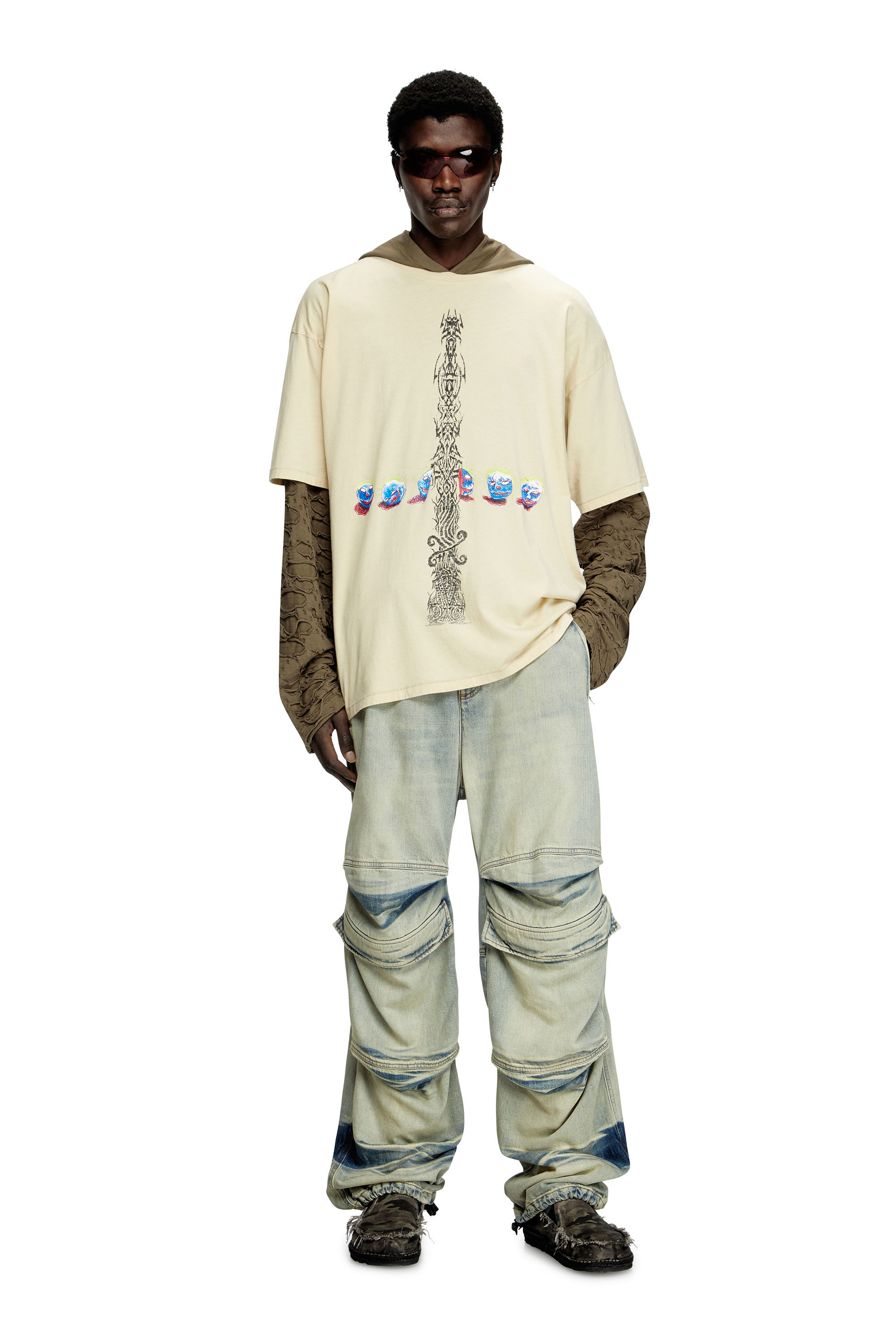 Diesel - T-BOXT-R4, Man's Acid-wash T-shirt with printed graphics in White - 1