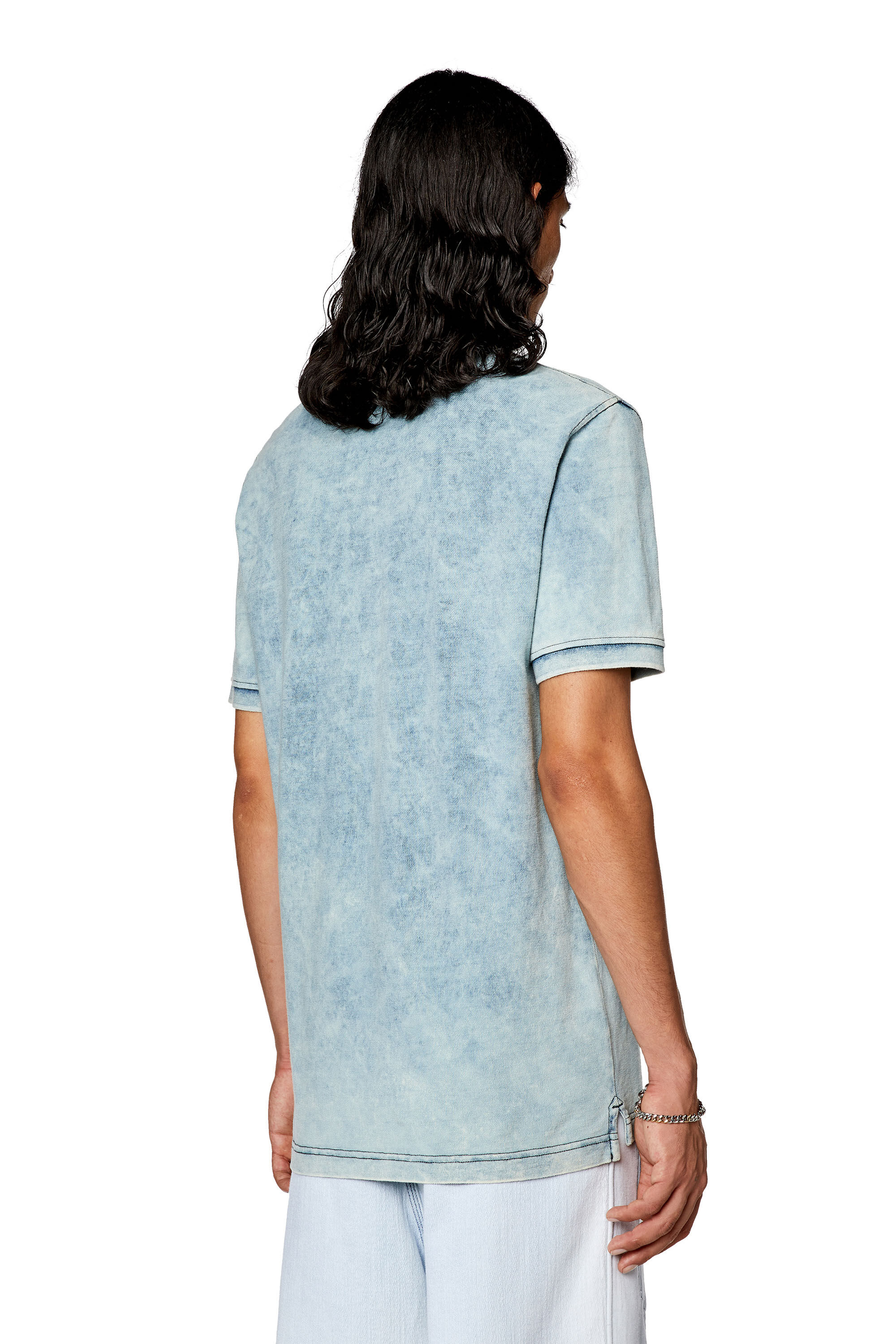 Diesel - T-SMITH-ZIP, Man Polo shirt in faded piqué in Blue - Image 4