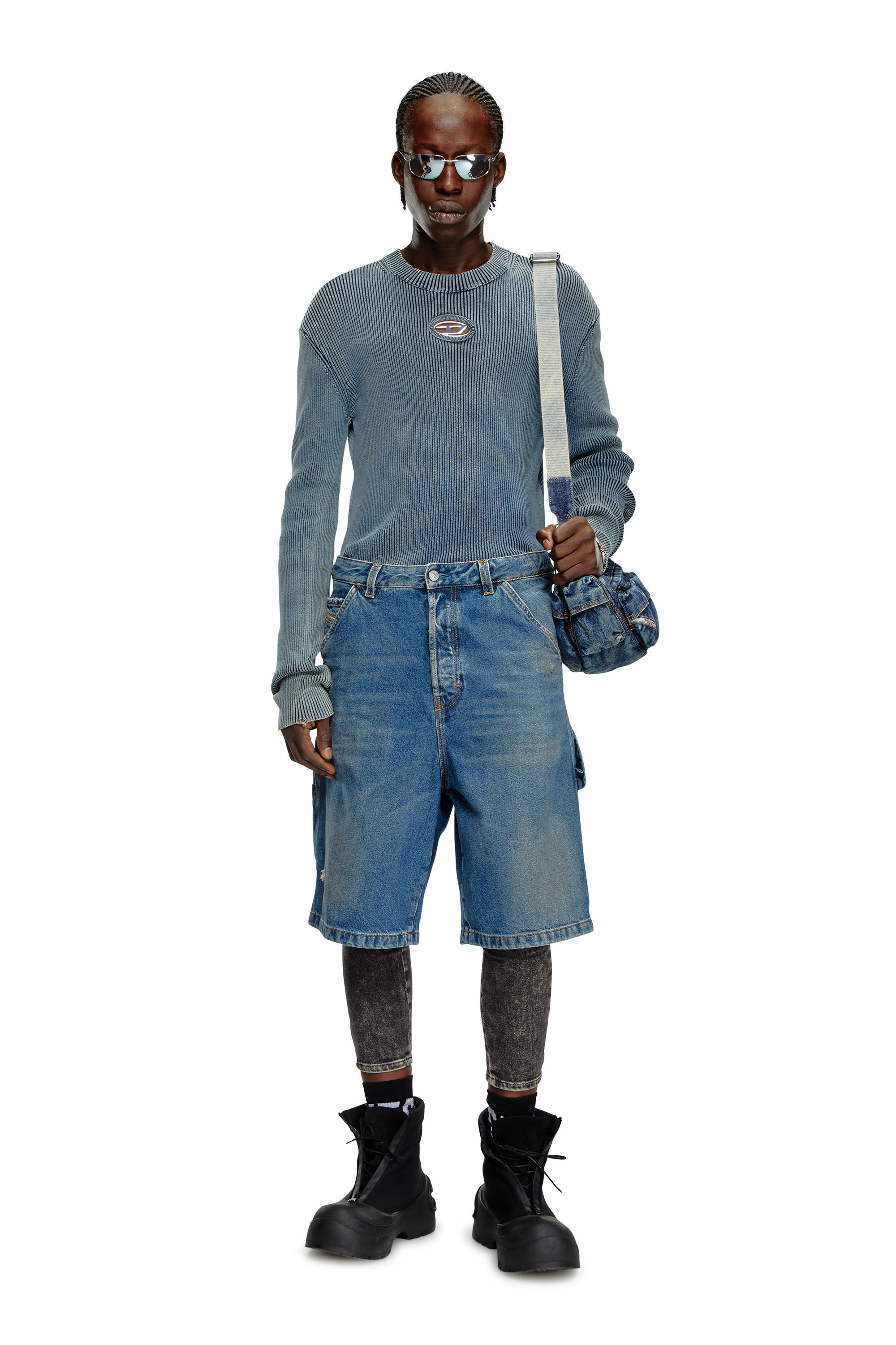 Diesel - K-DARIN-A, Man Cut-out jumper with Oval D in Blue - Image 1