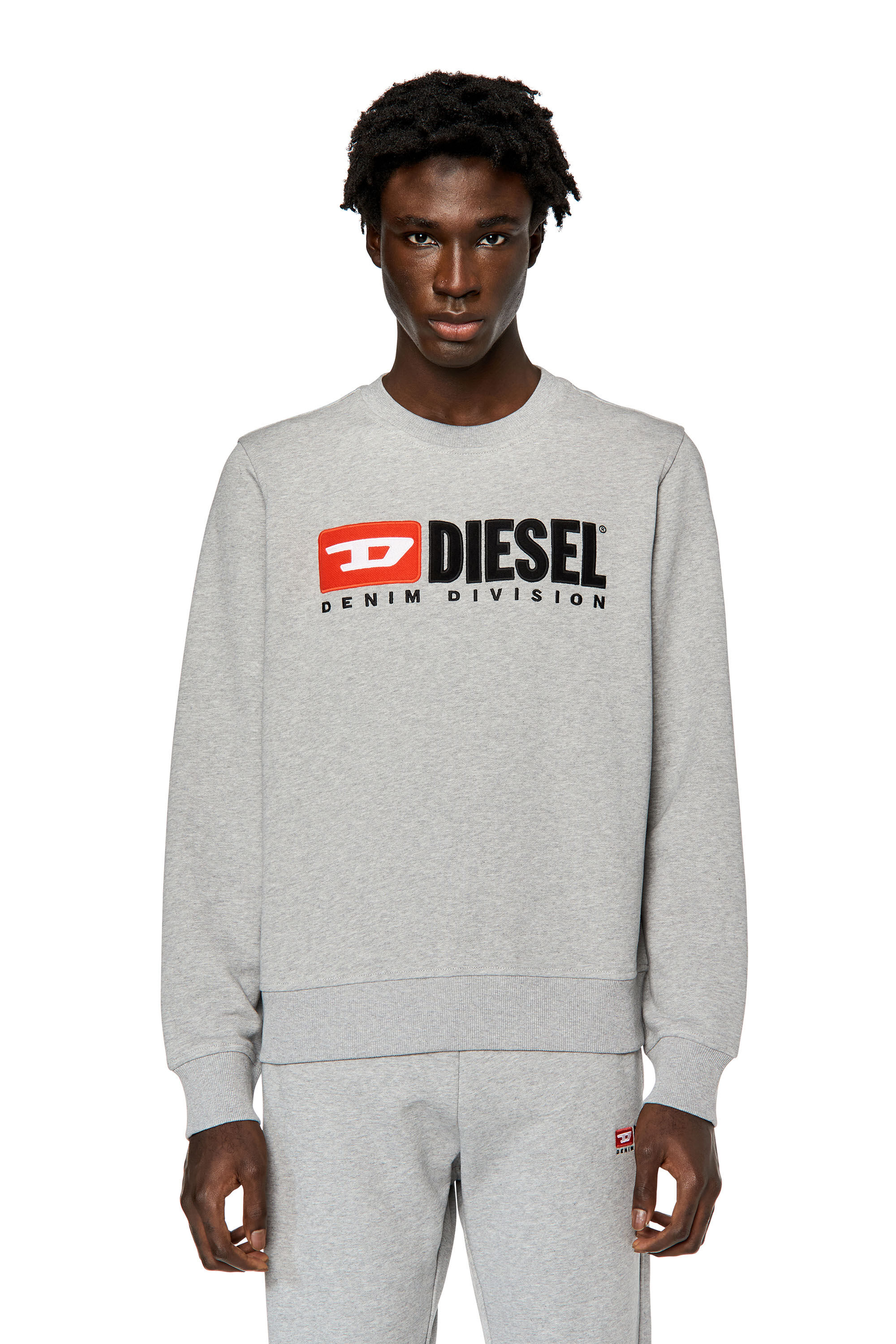 Diesel - S-GINN-DIV, Man Sweatshirt with logo appliqué in Grey - Image 3