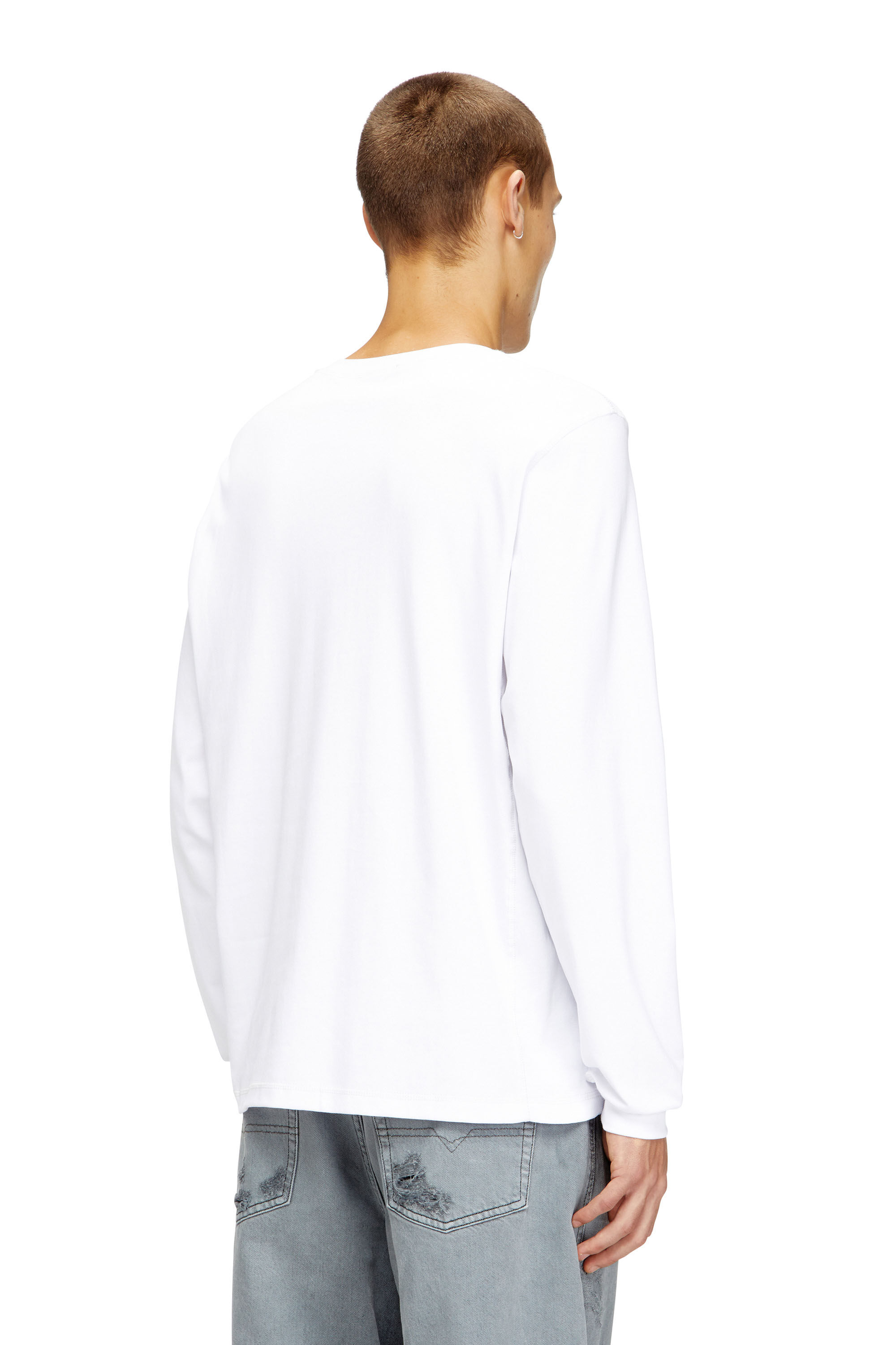 Diesel - T-MADJUST-LS-TR, Man's Cotton long-sleeve T-shirt with Oval D in White - 4