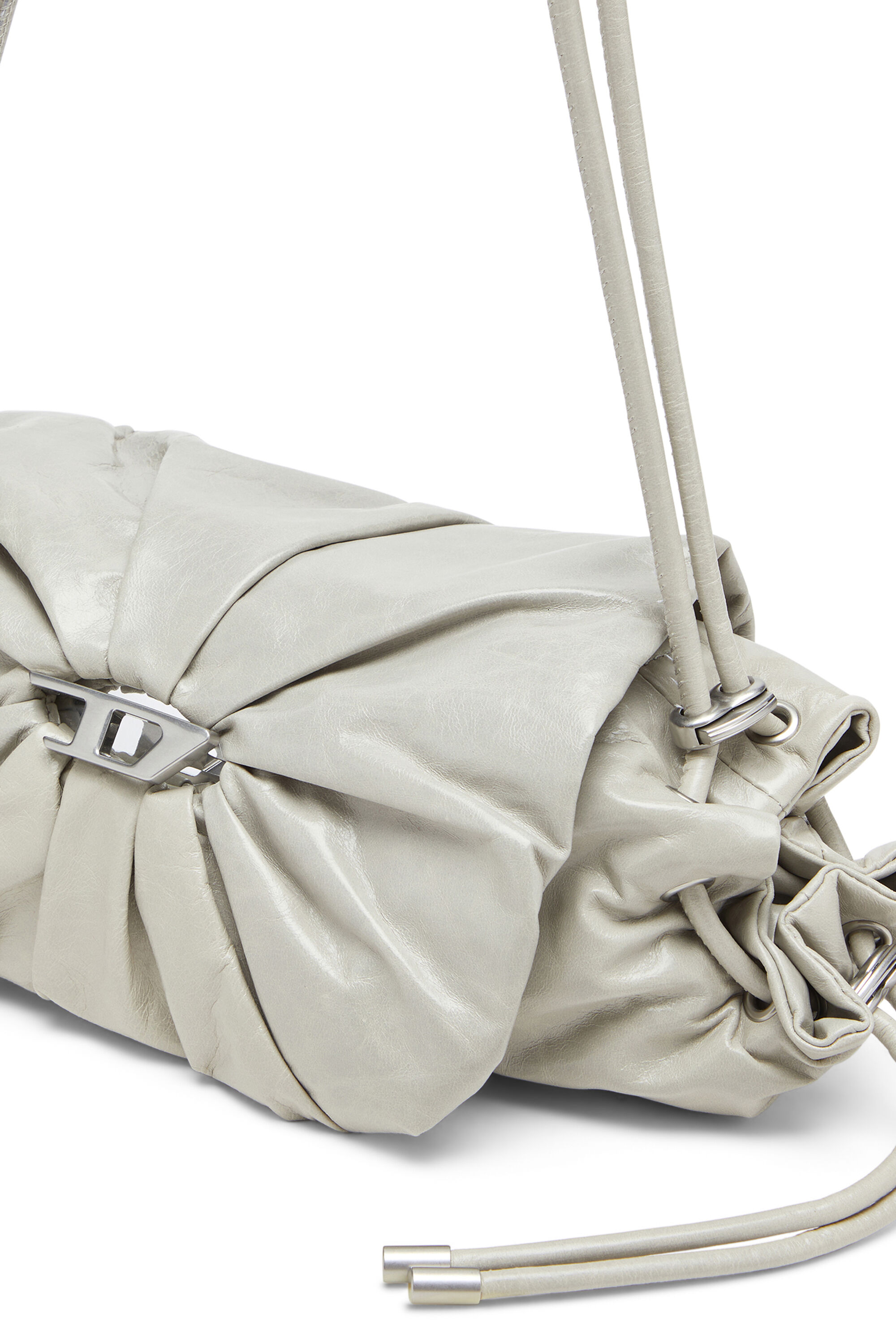 Diesel - SCRUNCH-D SHOULDER S, Woman's Scrunch-D S-Shoulder bag in scrunched leather in White - 5