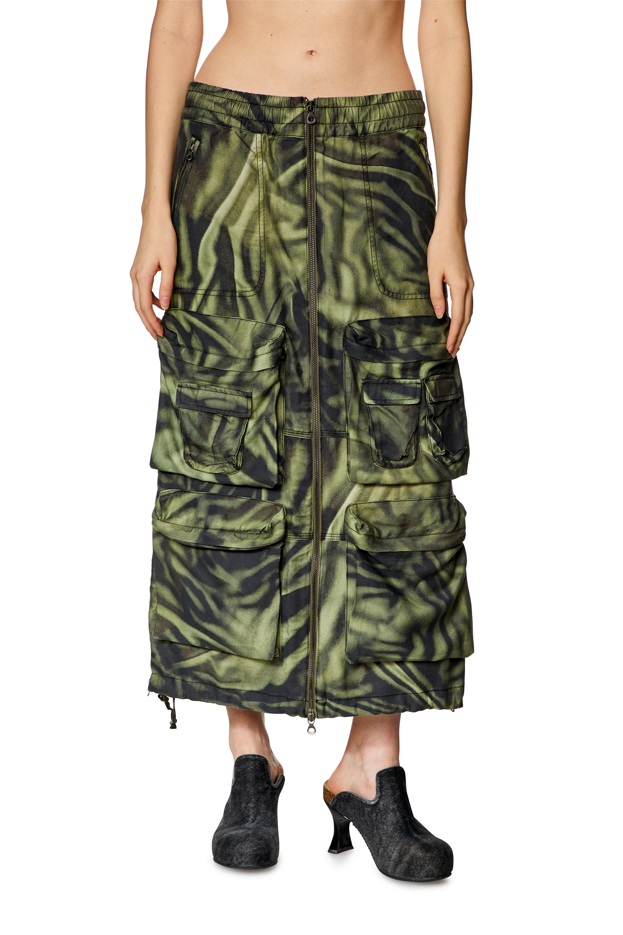 Diesel - O-MIRTOW, Woman Long cargo skirt with zebra-camo print in Multicolor - Image 3