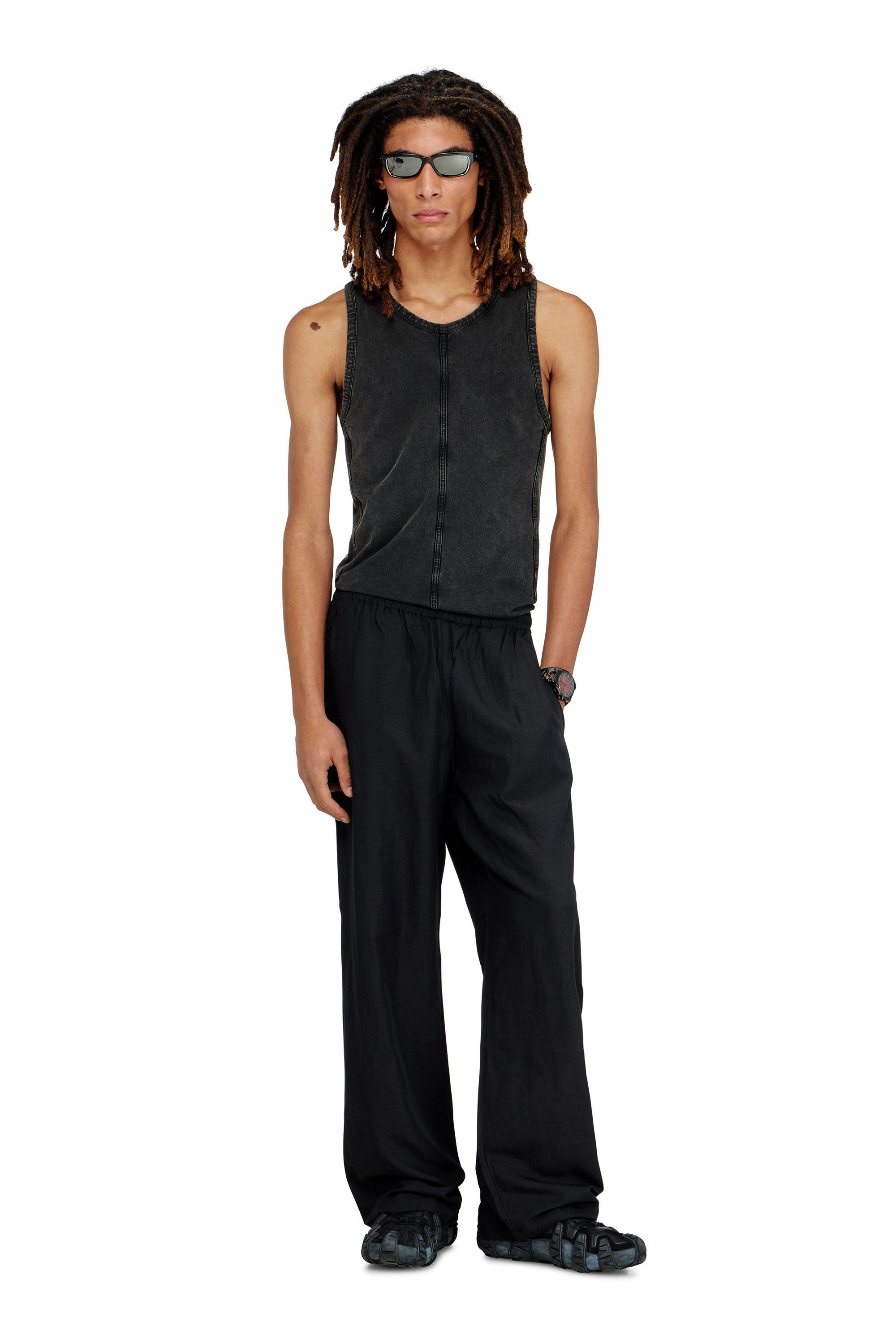 Diesel - P-THECK-PGBS, Unisex's Linen-blend pants in Black - 1