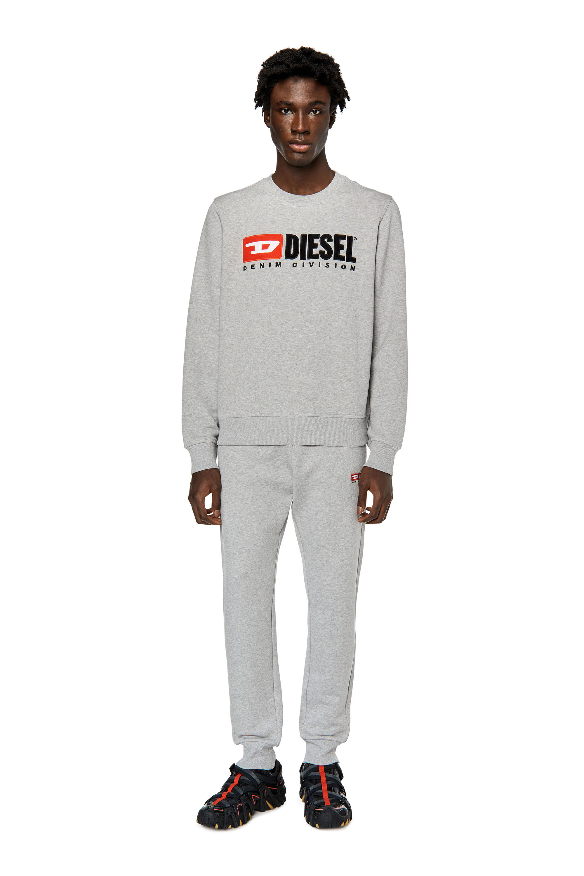 Diesel - S-GINN-DIV, Man Sweatshirt with logo appliqué in Grey - Image 1