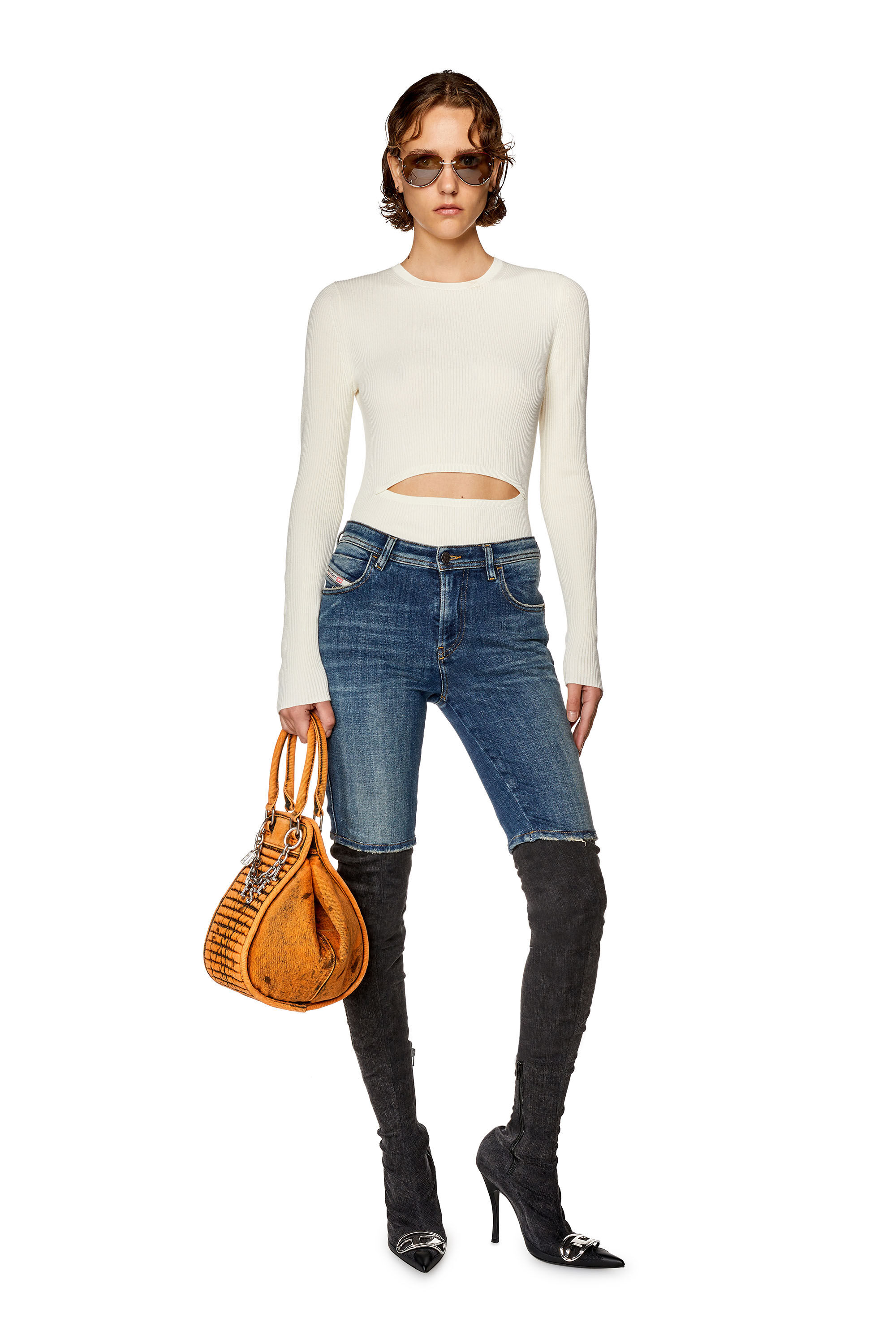 Diesel - M-PERIS, Woman Wool-blend top with cut-out in White - Image 1