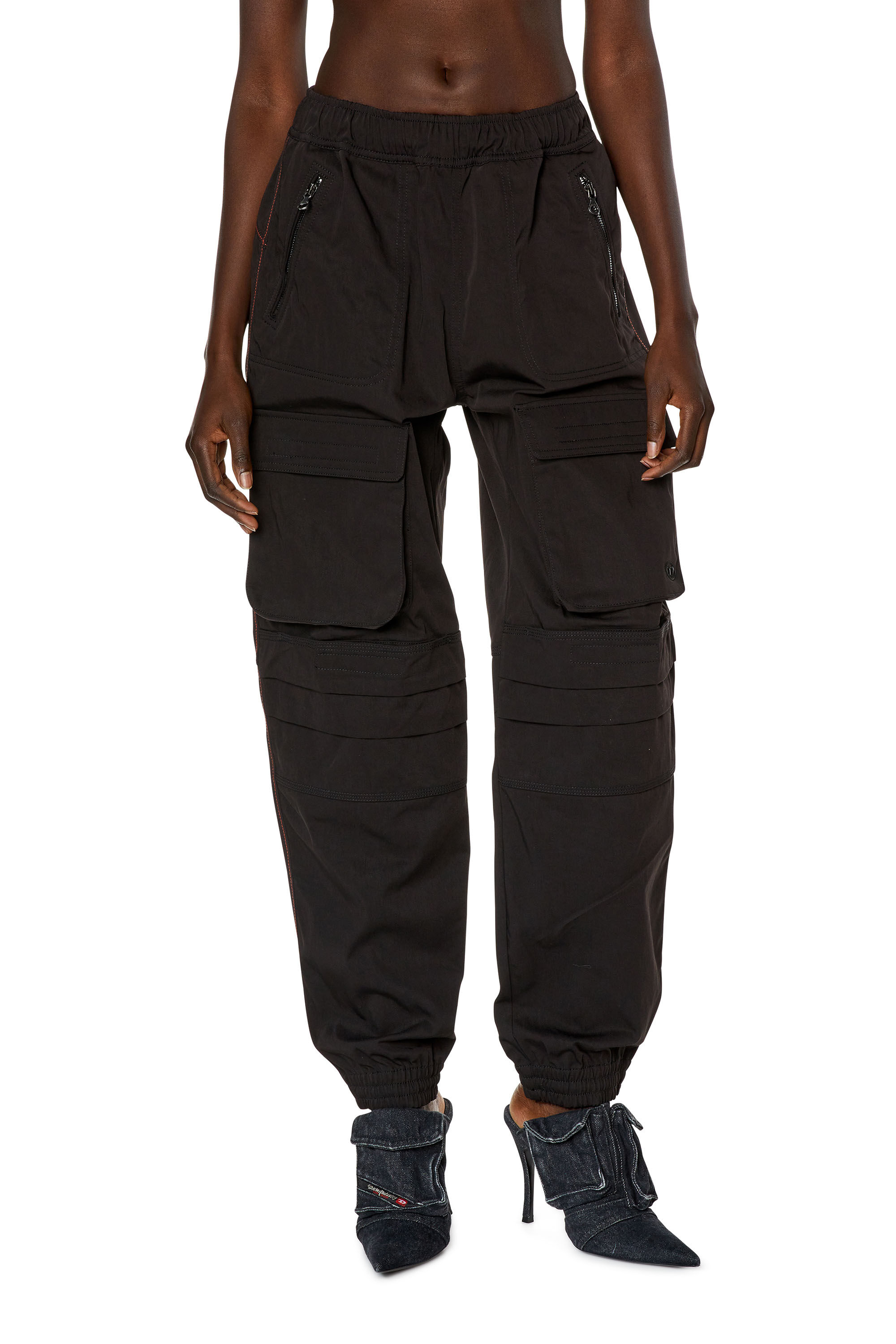 Diesel - P-MIRT, Woman Cargo pants in nylon twill in Black - Image 3