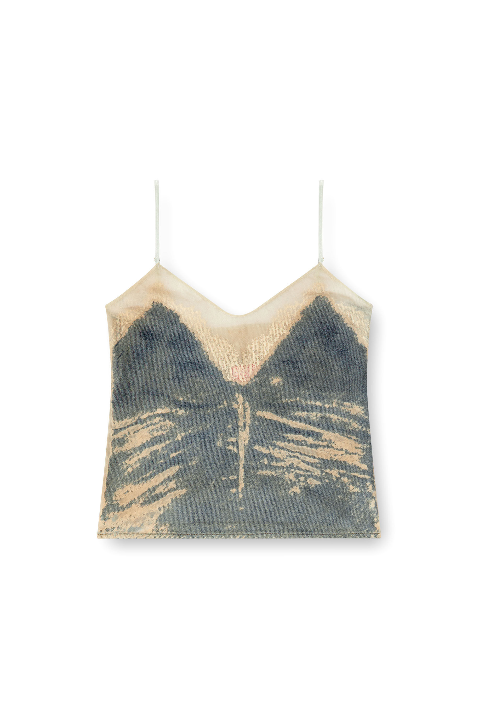 Diesel - DE-TRE-FSF, Woman's Strappy top in floating devoré denim in Medium blue - 2