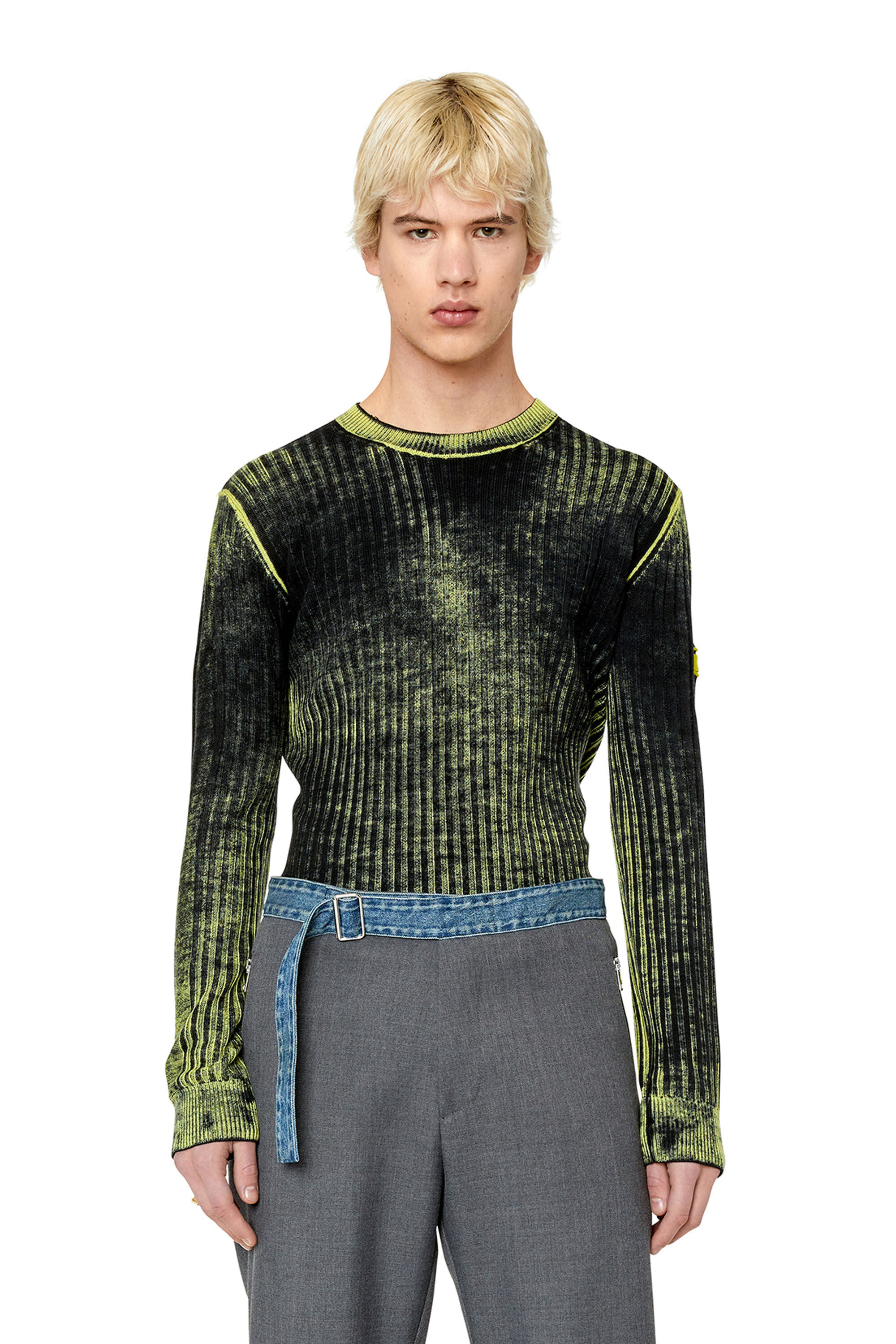 Diesel - K-ANDELERO, Man Printed wool jumper in Green - Image 3