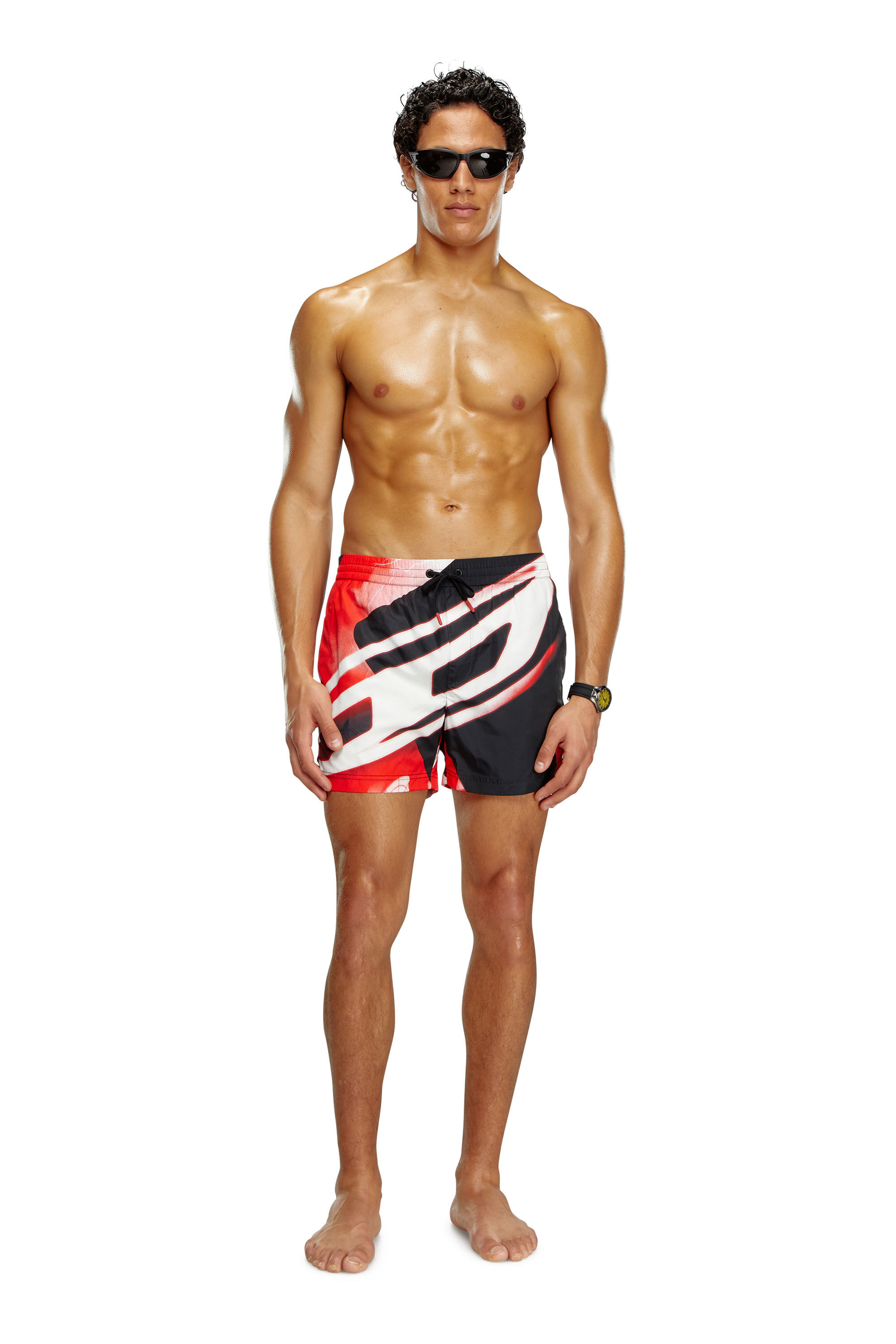 Diesel - BMBX-KEN-37, Man Mid-length swim shorts with Oval D print in Multicolor - Image 2