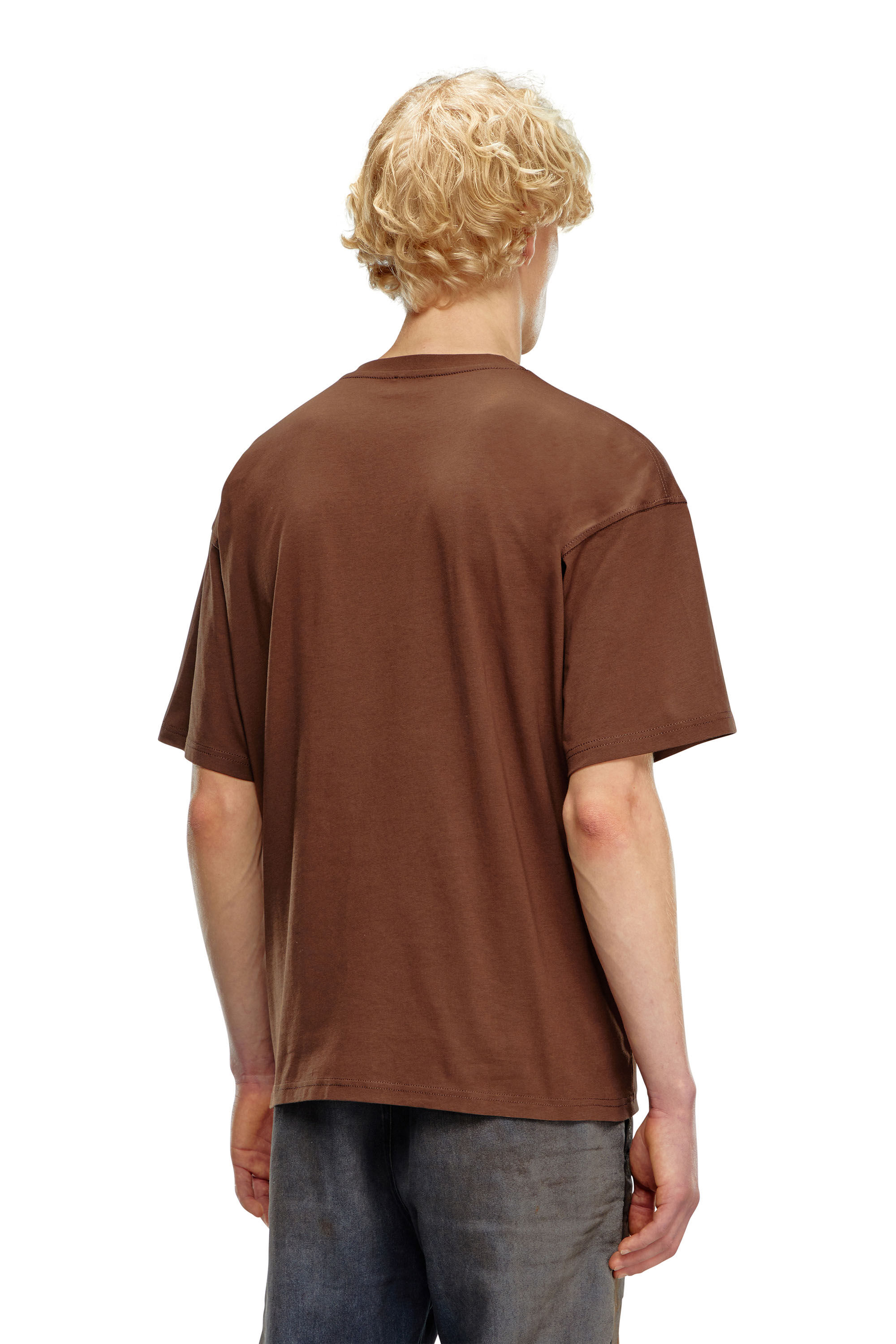 Diesel - T-BOXT-D, Unisex T-shirt with embroidered D patch in Brown - Image 4