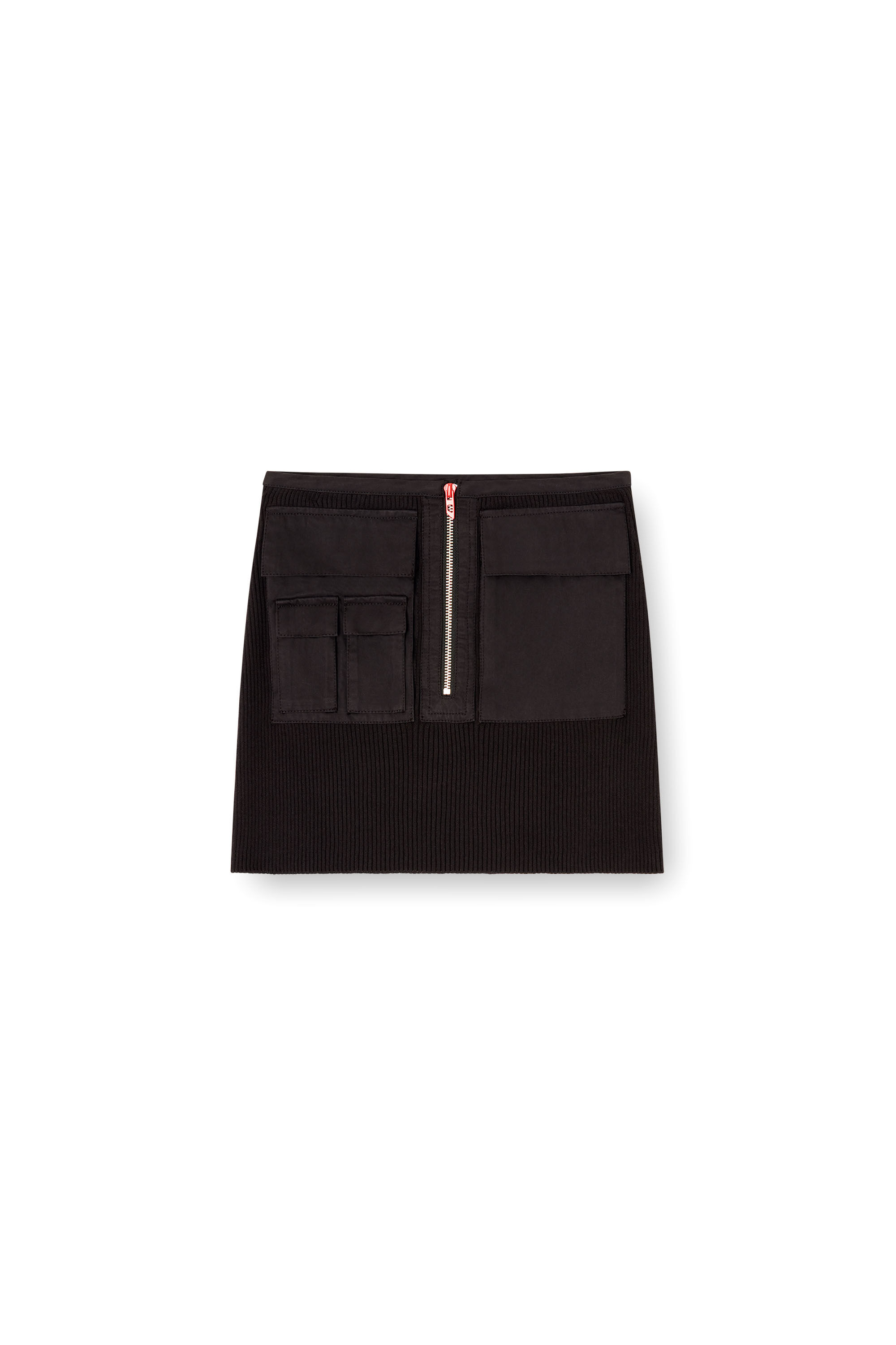 Diesel - M-MERYN-SHORT, Woman's Ribbed mini skirt with cargo pockets in Black - 2