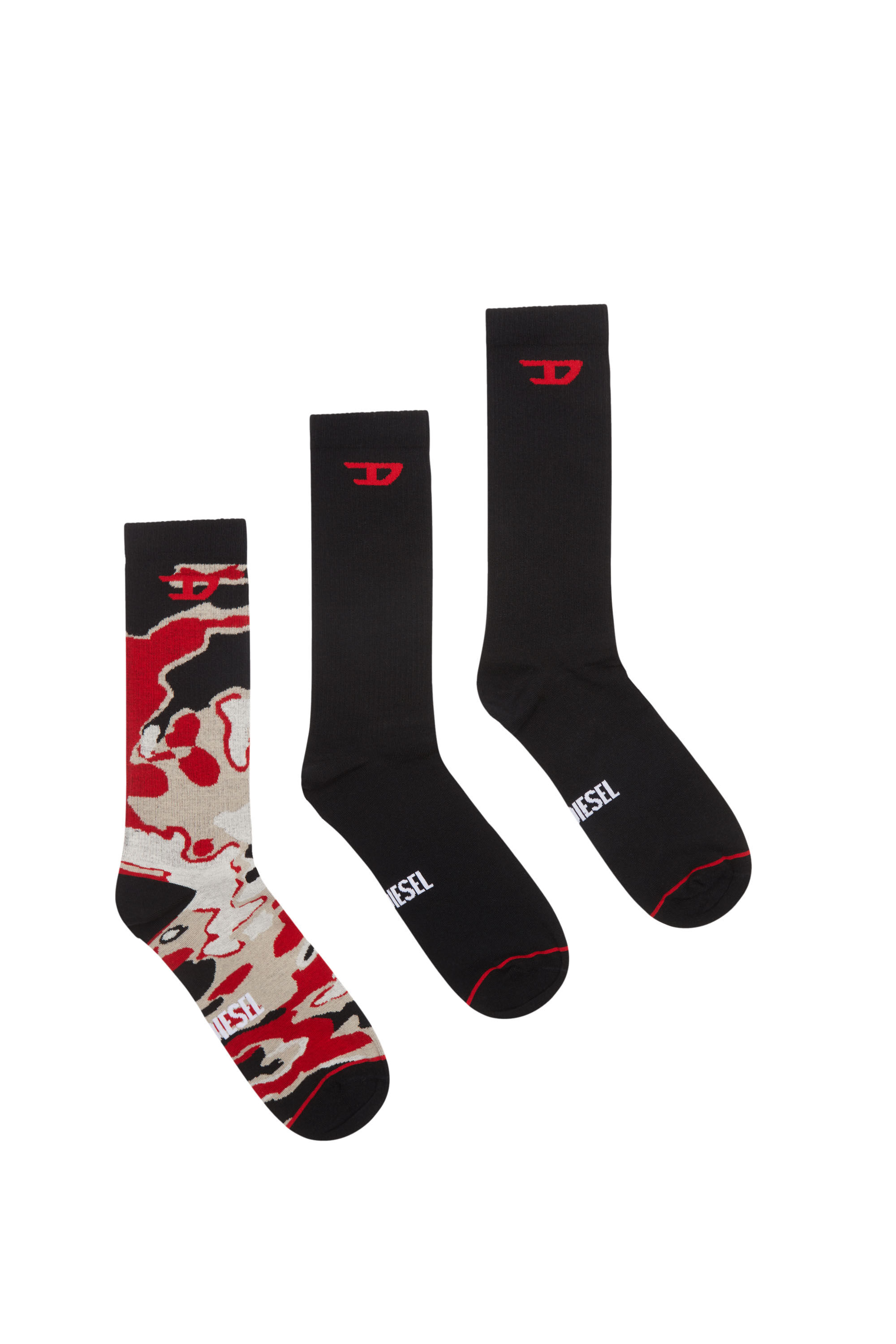 Diesel - SKM-RAY-THREEPACK, Man Three-pack of plain and patterned socks in Multicolor - Image 1