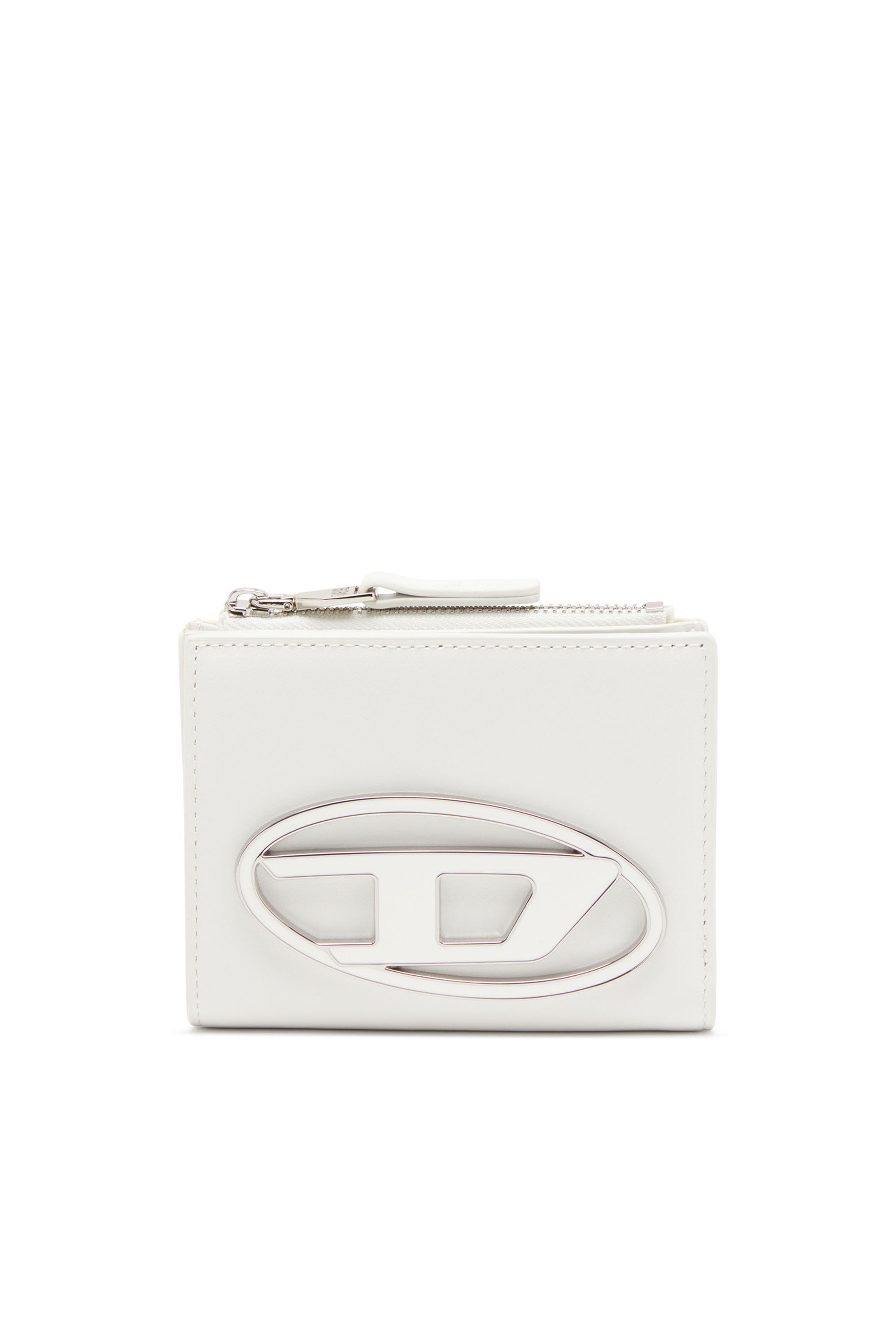 Diesel - 1DR BI-FOLD ZIP II, Woman Small leather wallet with logo plaque in White - Image 1