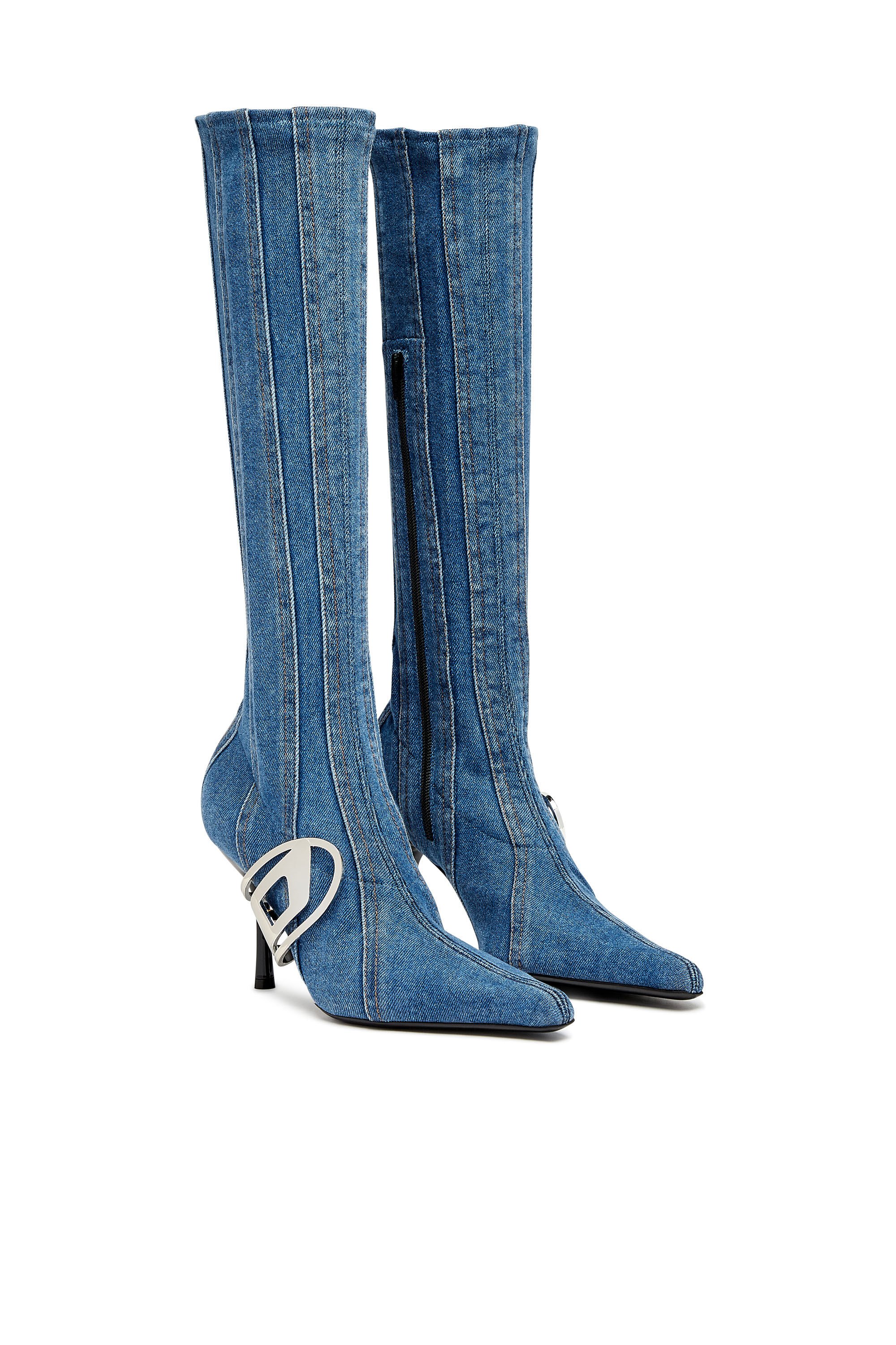 Diesel - D-ECLIPSE KBT, Woman D-Eclipse KBT - Knee-high boots in stretch denim in Blue - Image 2