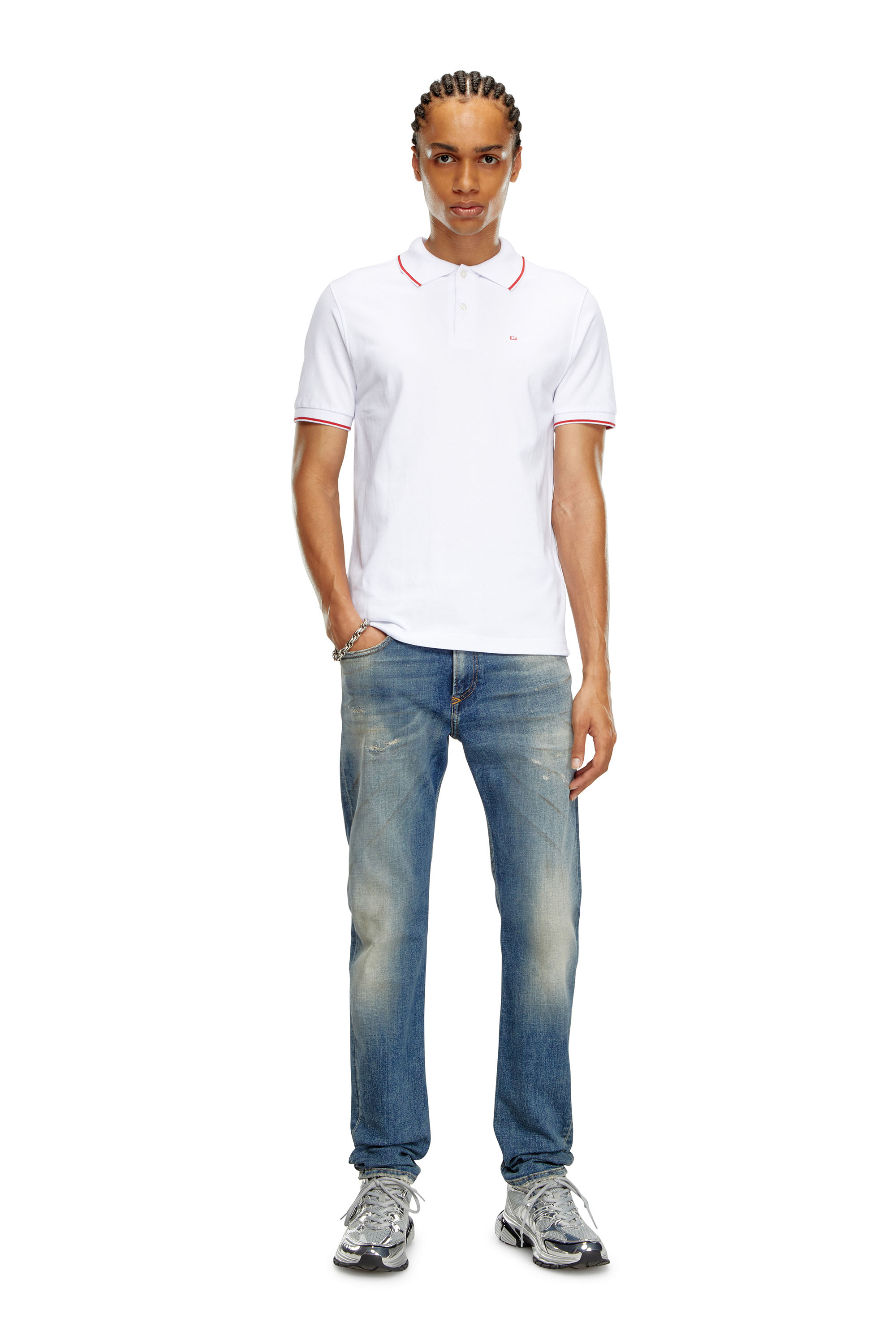 Diesel - T-FERRY-MICRODIV, Man Polo shirt with micro Diesel embroidery in White - Image 2