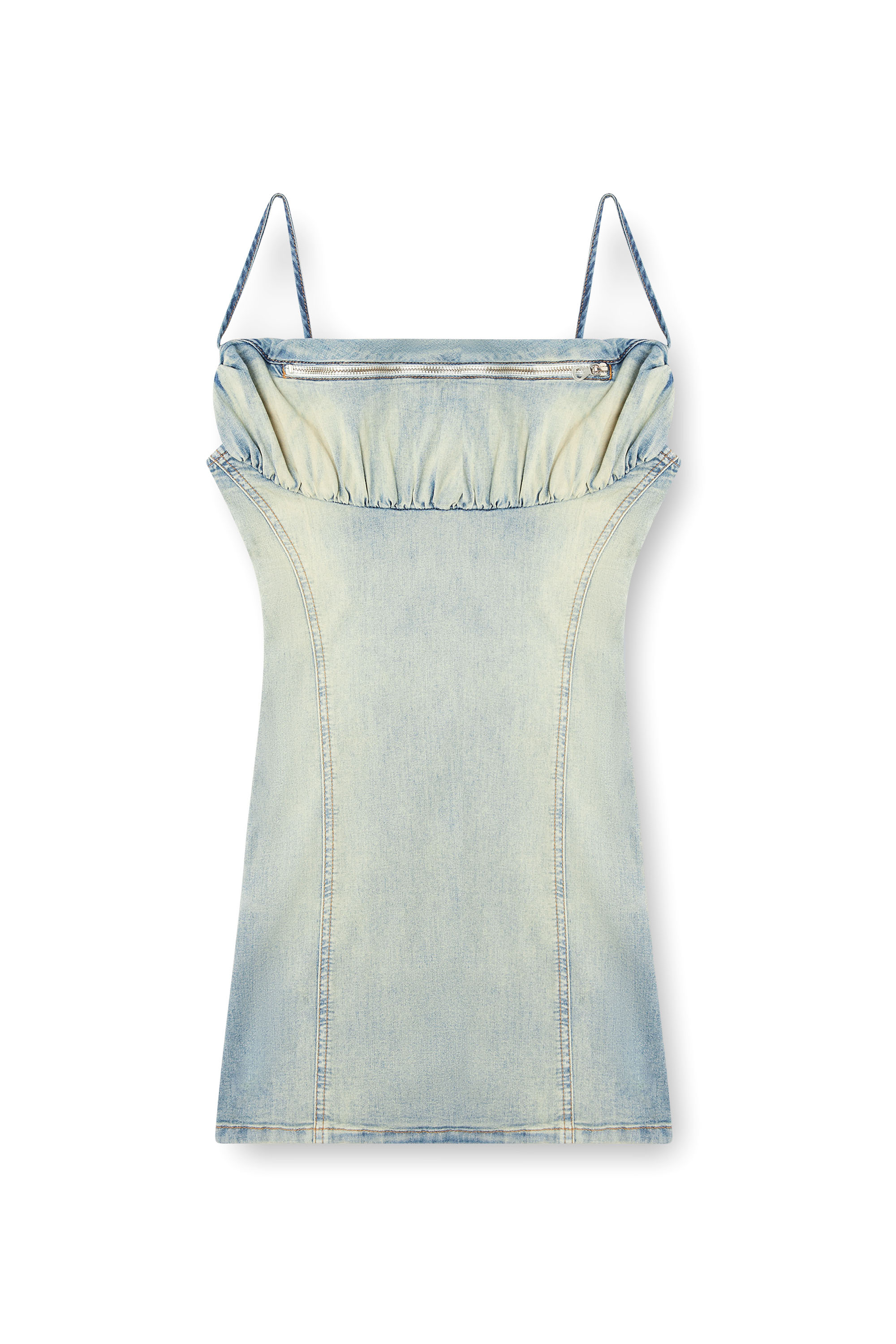 Diesel - DE-ELLIT-S, Woman's Denim dress with belt bag detailing in Light Blue - 3