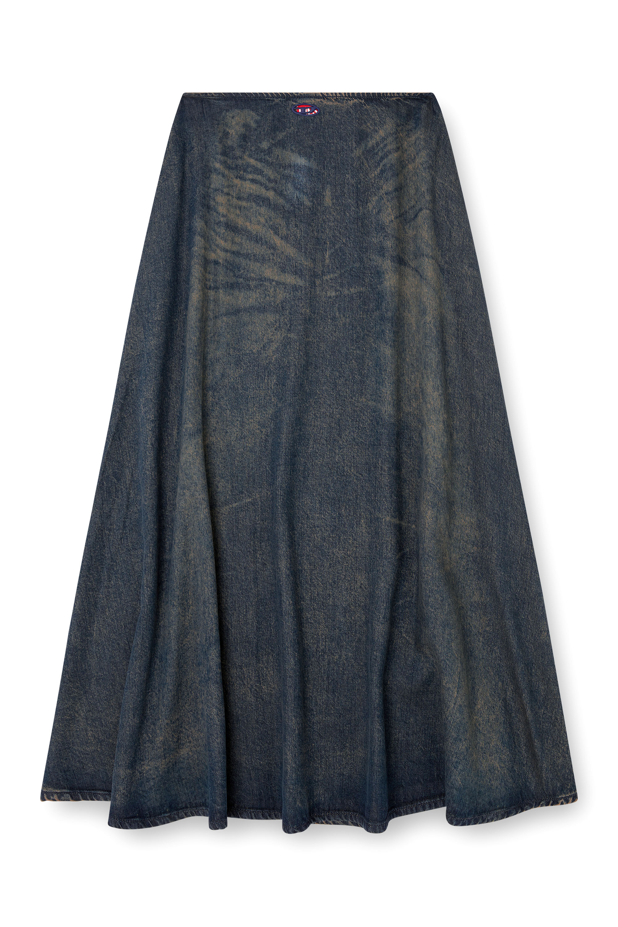 Diesel - DE-ANNIE-S, Woman's Full skirt in fluid dirt-effect denim in Blue - 2