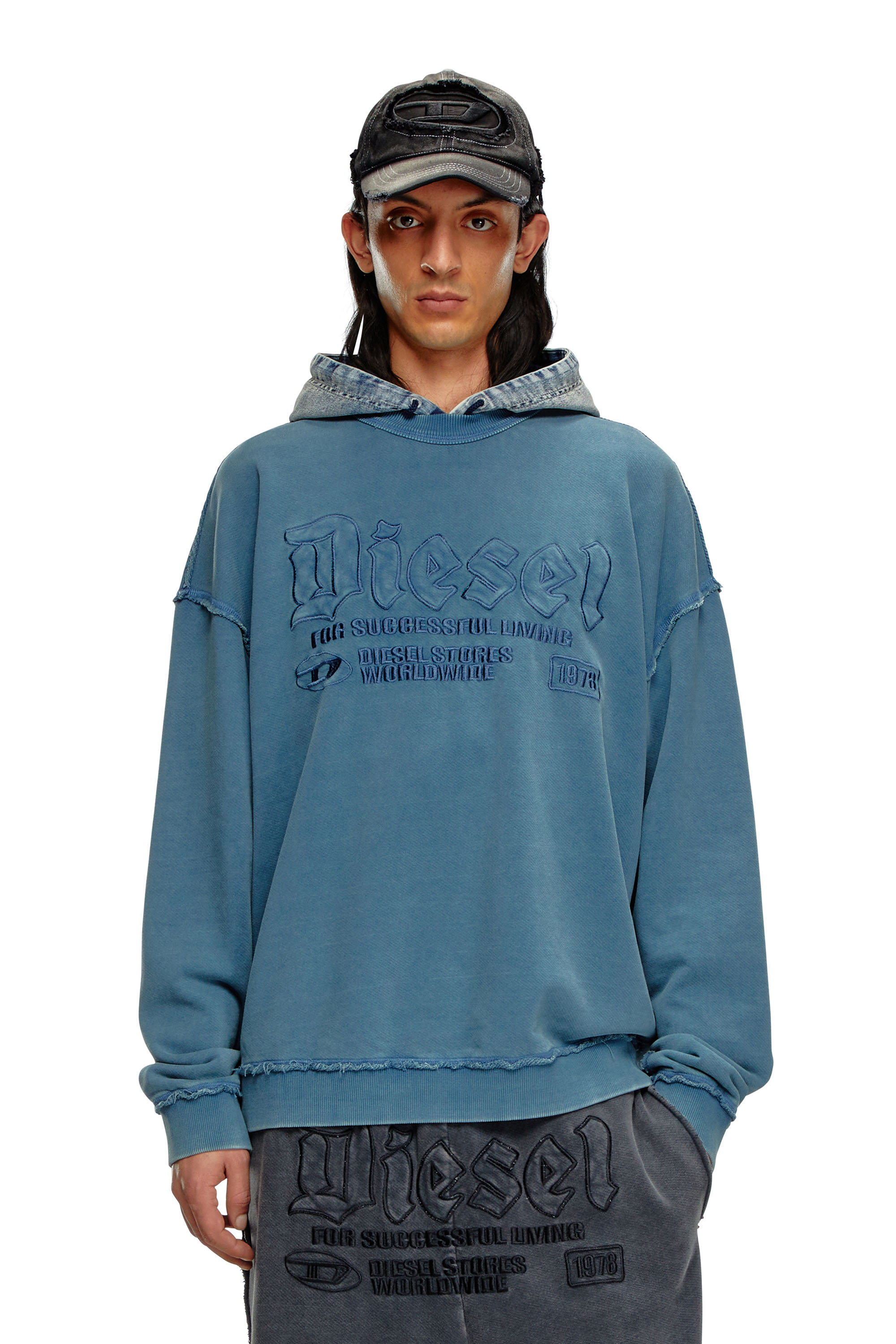 Diesel - S-BOXT-RAW, Man Sweatshirt with logo embroidery in Blue - Image 1